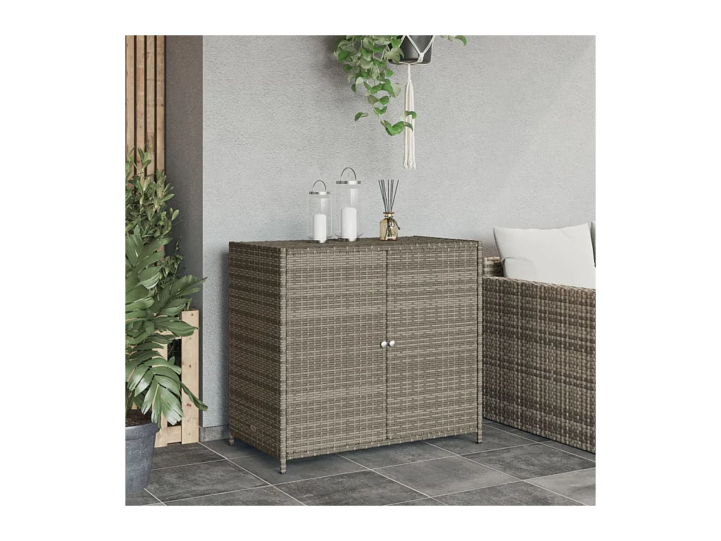 Emma Louise  Armario de almacenaje de jardín ratán PE gris 83x45x76 cm