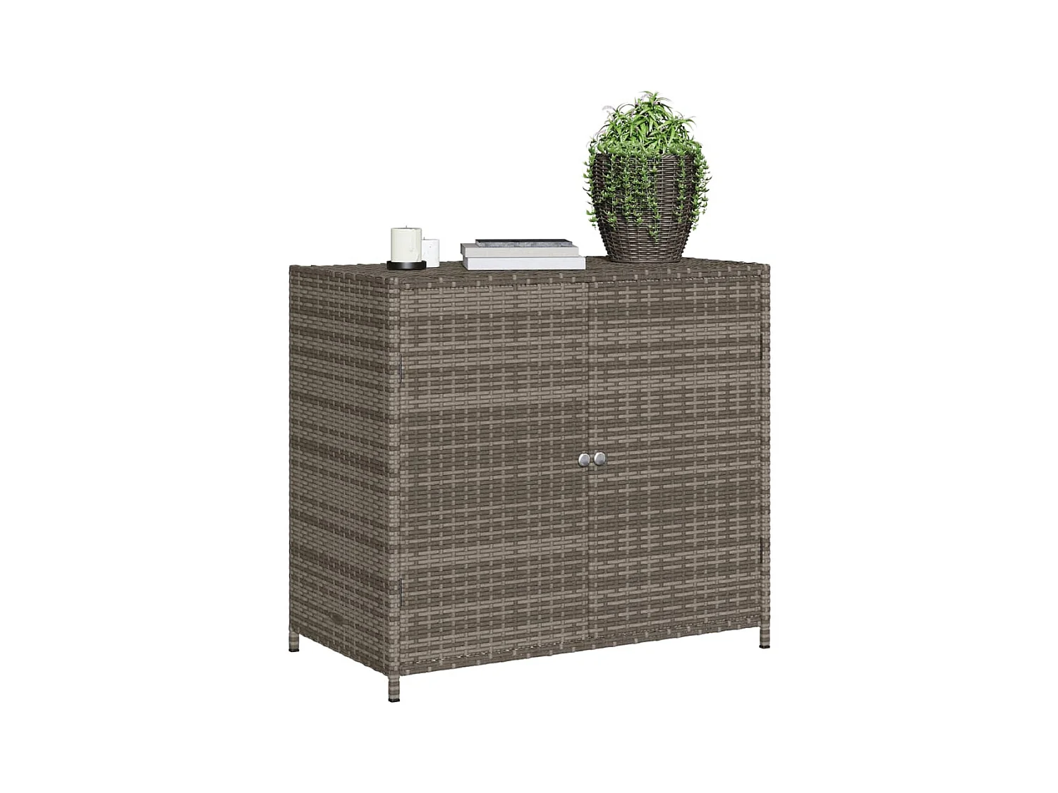 Emma Louise  Armario de almacenaje de jardín ratán PE gris 83x45x76 cm