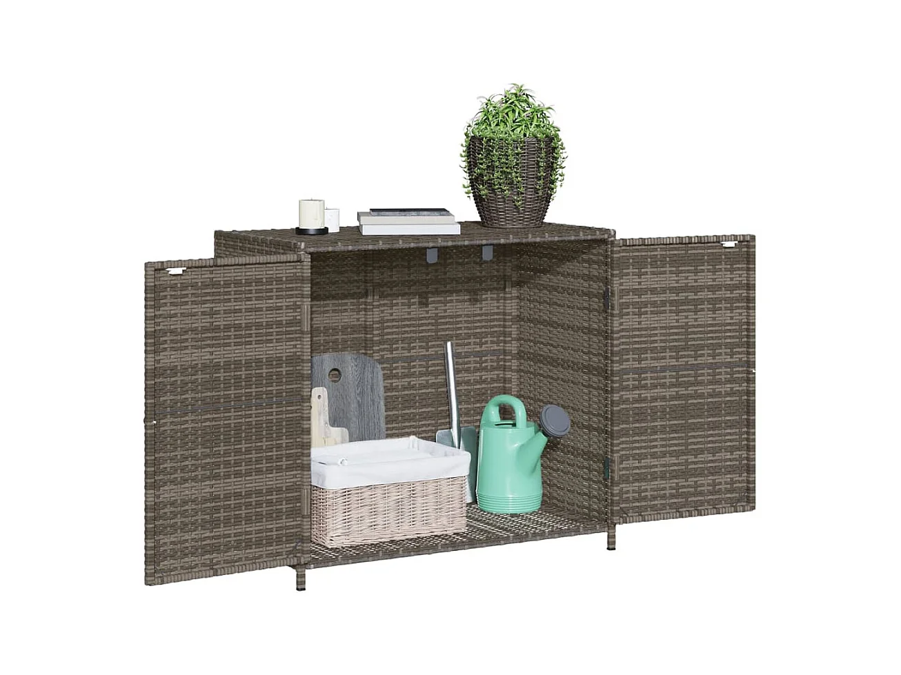Emma Louise  Armario de almacenaje de jardín ratán PE gris 83x45x76 cm