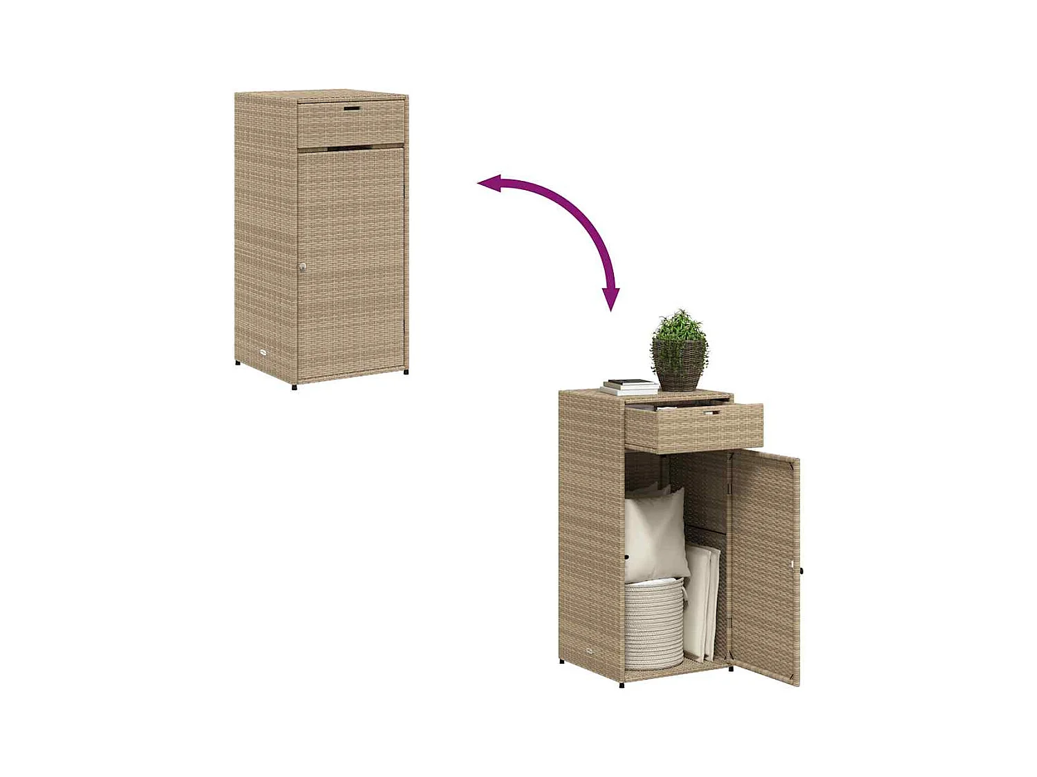 Annemarie  Tuinkast 55x55x111 cm poly rattan beige