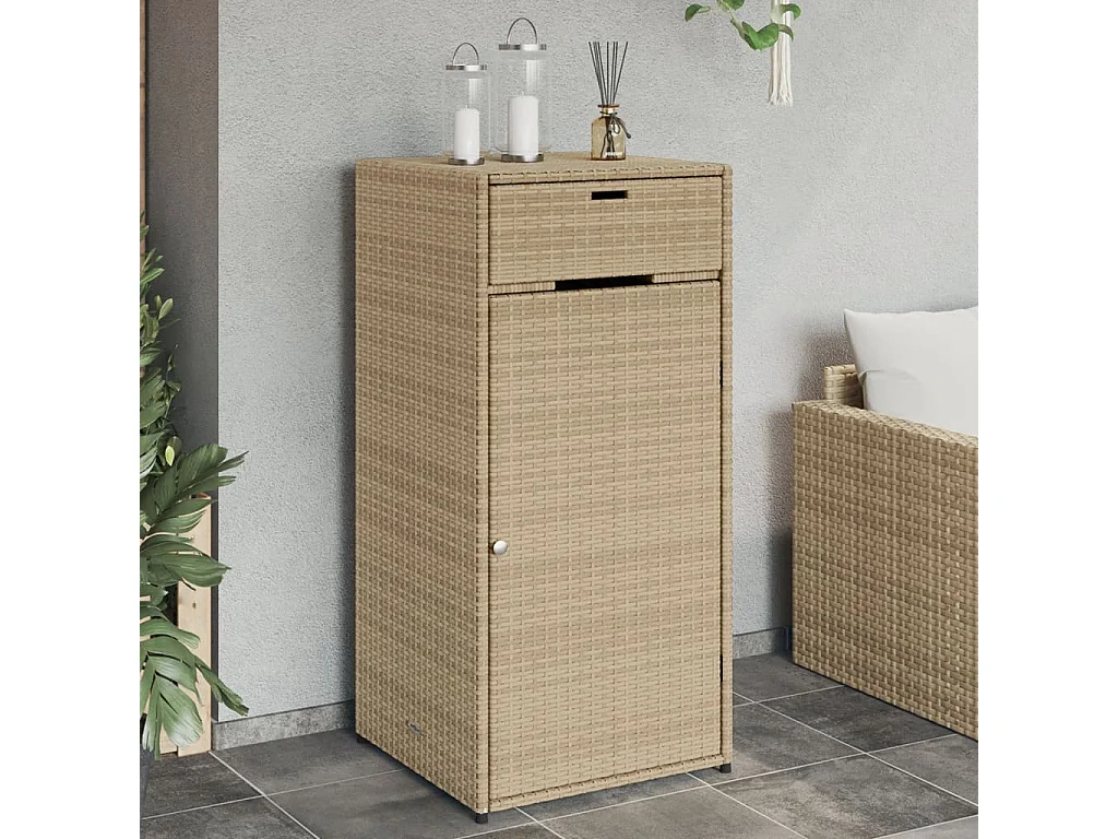Annemarie  Armoire de rangement de jardin beige 55x55x111cm résine tressée