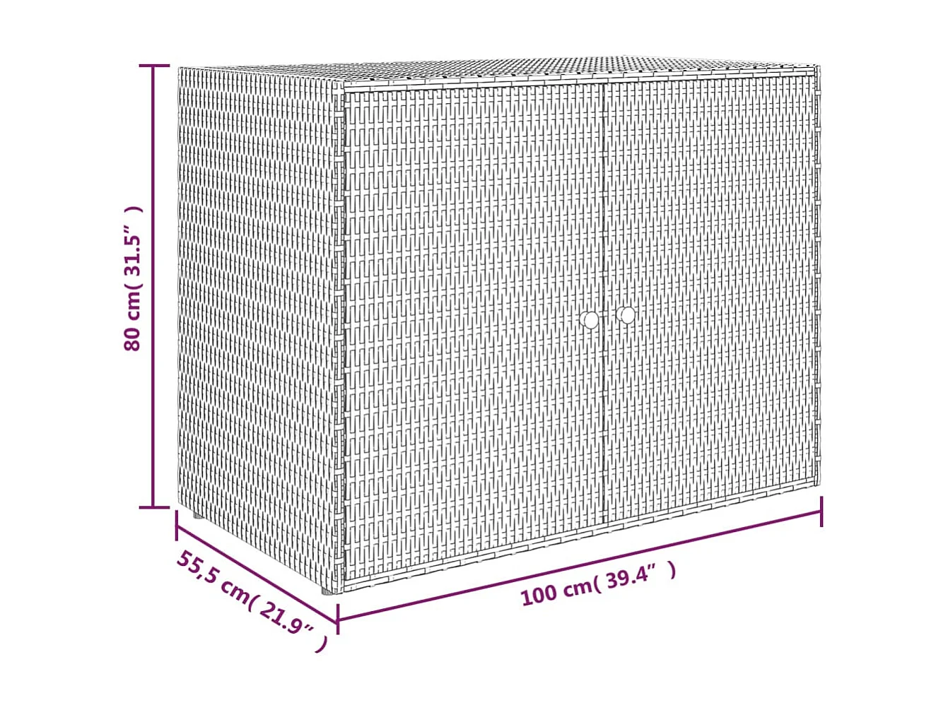 Herber  Armoire de rangement de jardin Noir 100x55,5x80 cm Résine tressée