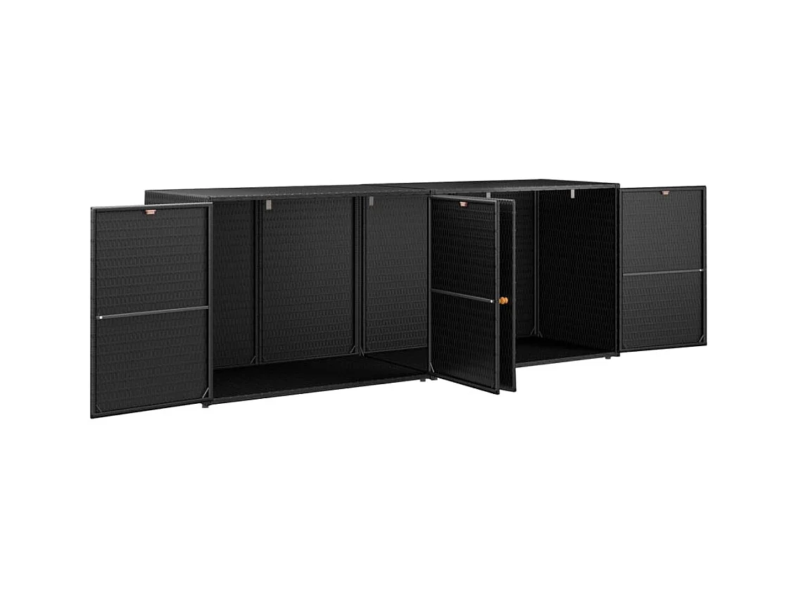 Torgnyr  Armoire de rangement de jardin Noir 198x55,5x80 cm Résine tressée