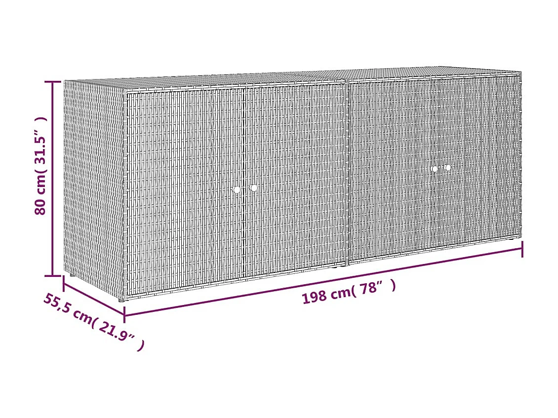 Torgnyr  Armoire de rangement de jardin Noir 198x55,5x80 cm Résine tressée