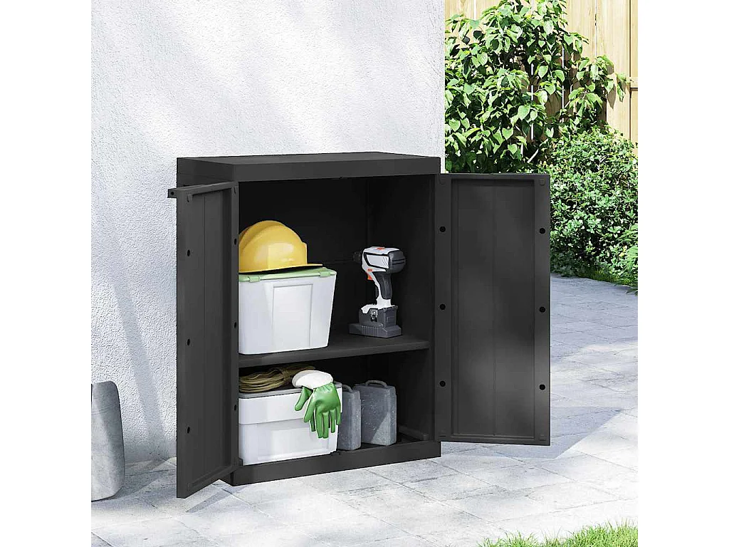 Alavieska  Armario de almacenaje exterior PP negro 65x37x85 cm