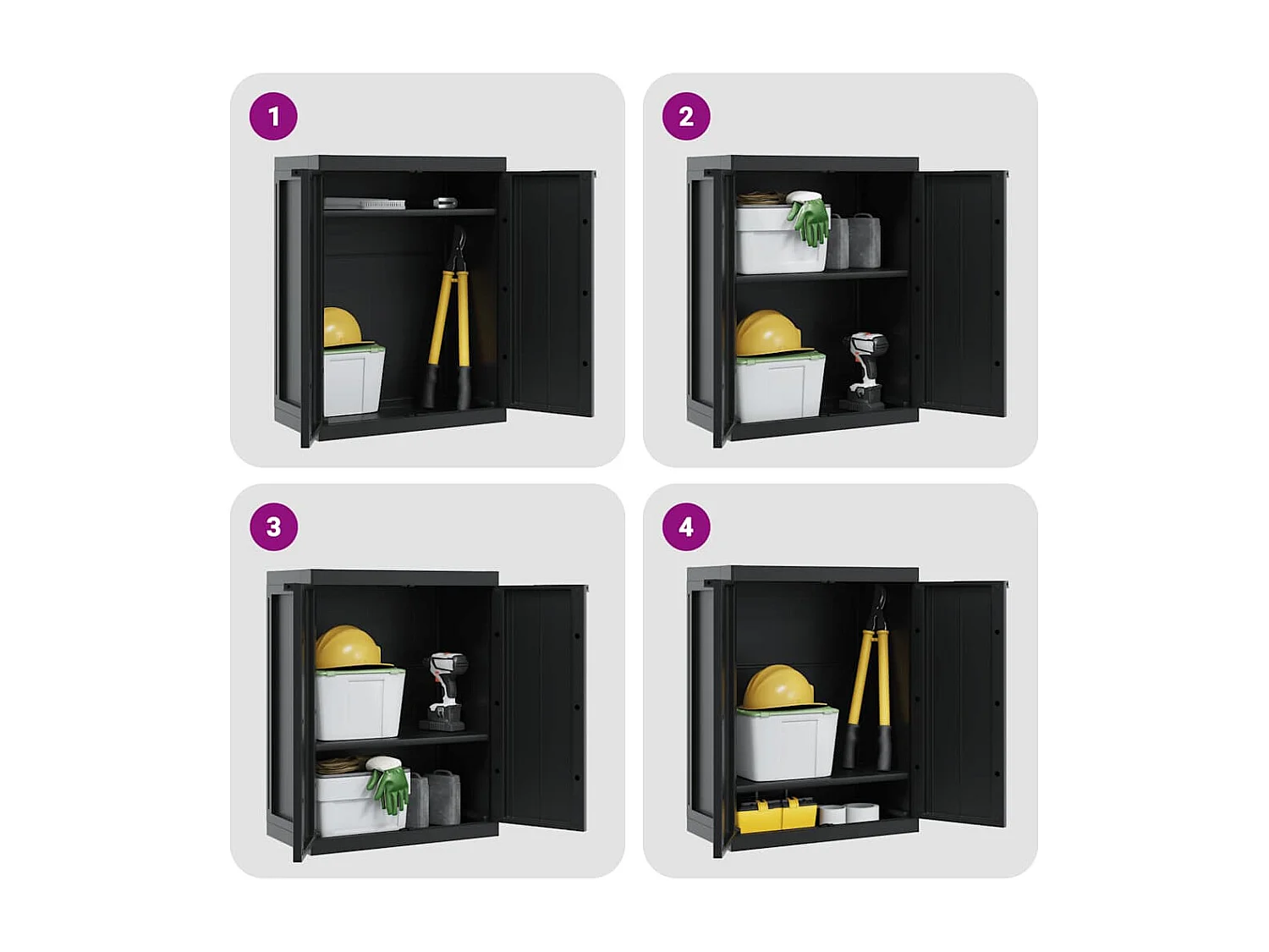 Alavieska  Armario de almacenaje exterior PP negro 65x37x85 cm