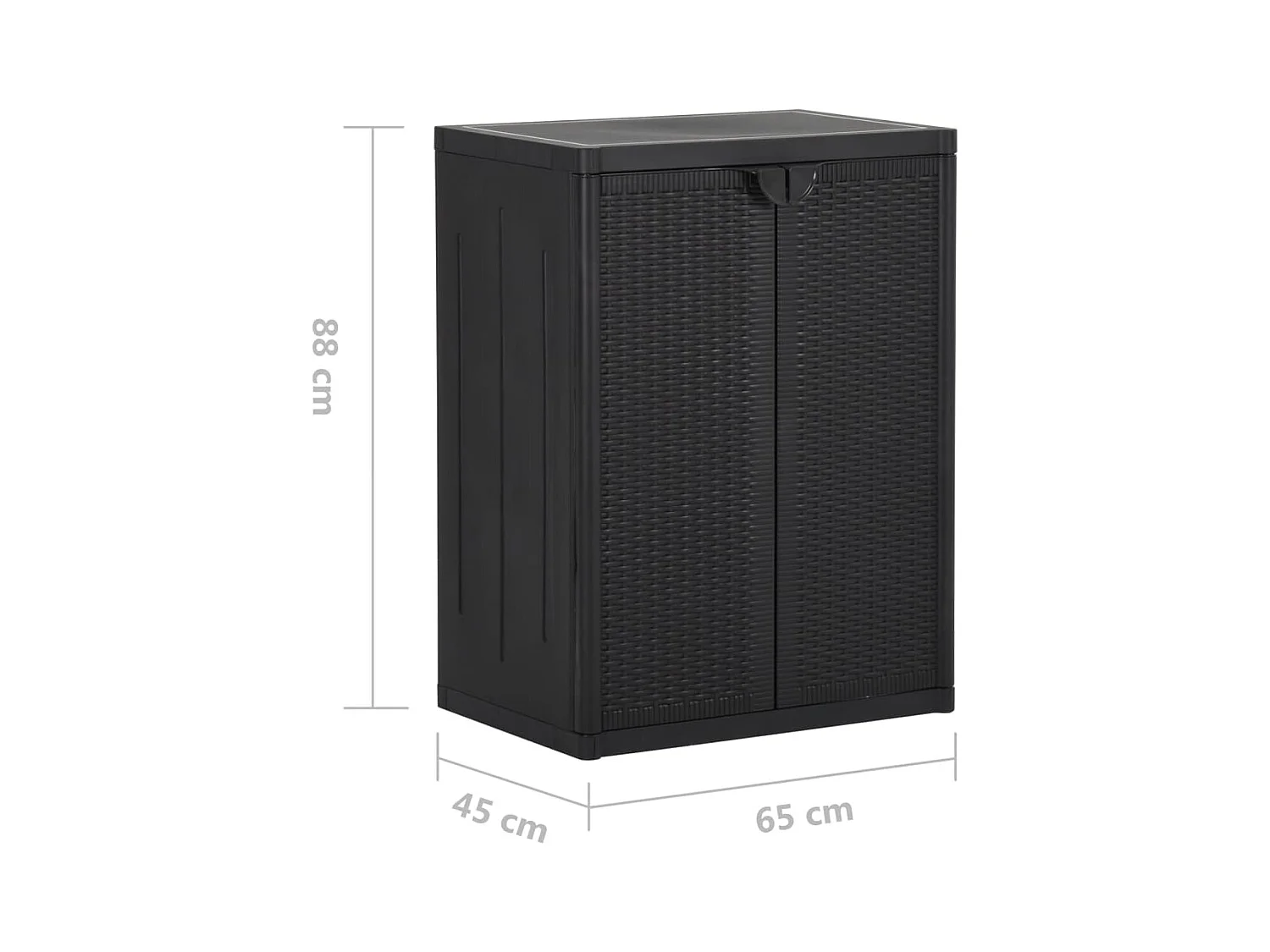 Borric  Armoire de rangement de jardin Noir 65x45x88 cm PP Rotin