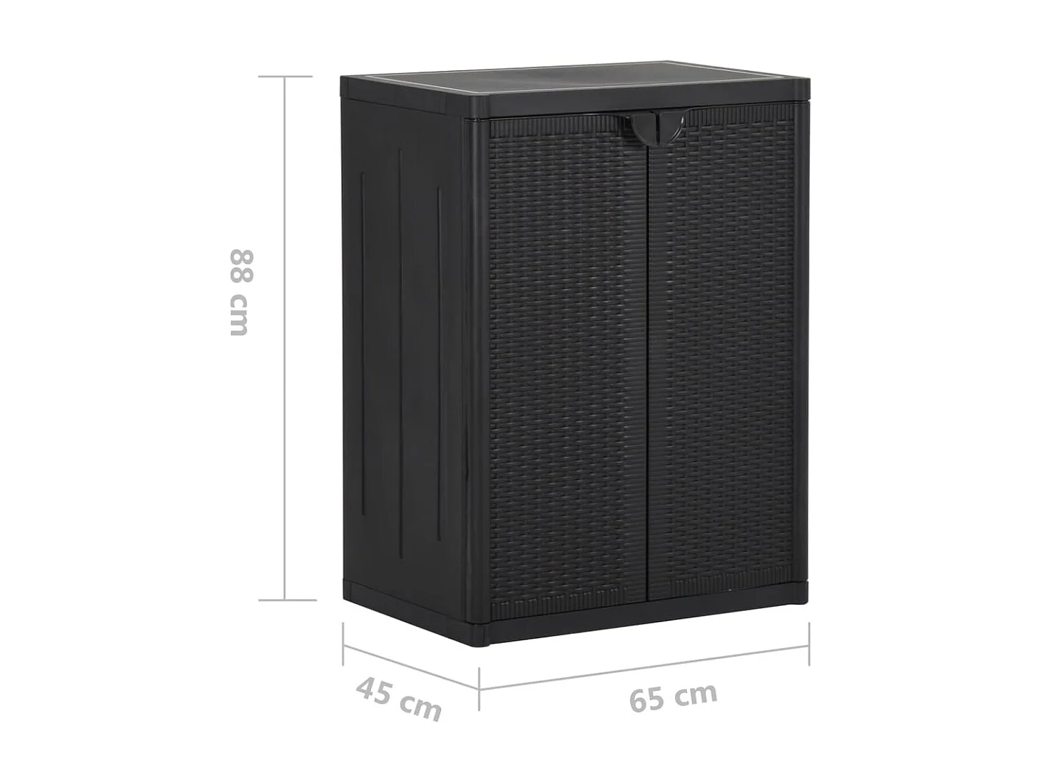Borric  Armoire de rangement de jardin Noir 65x45x88 cm PP Rotin