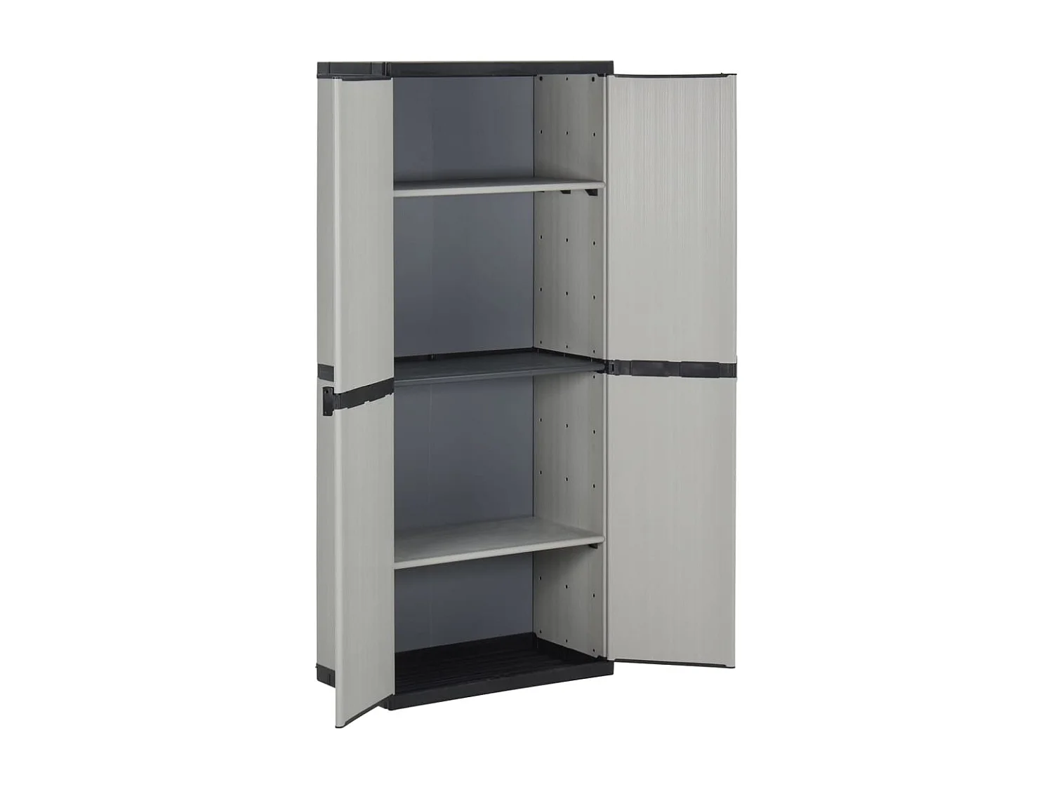 Garden Furniture -  Armario de jardín con 3 estantes gris y negro 68x40x168 cm