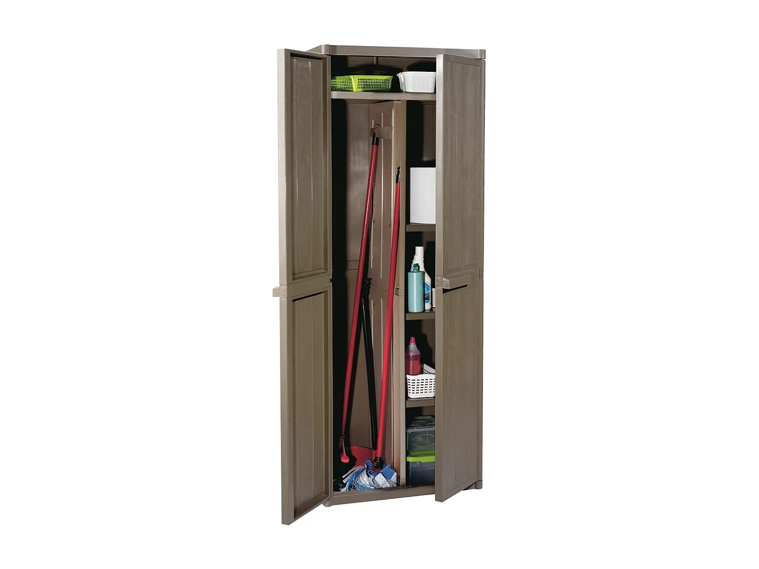 Borric  Armoire de rangement jardin Marron 65x45x172 cm PP Aspect bois