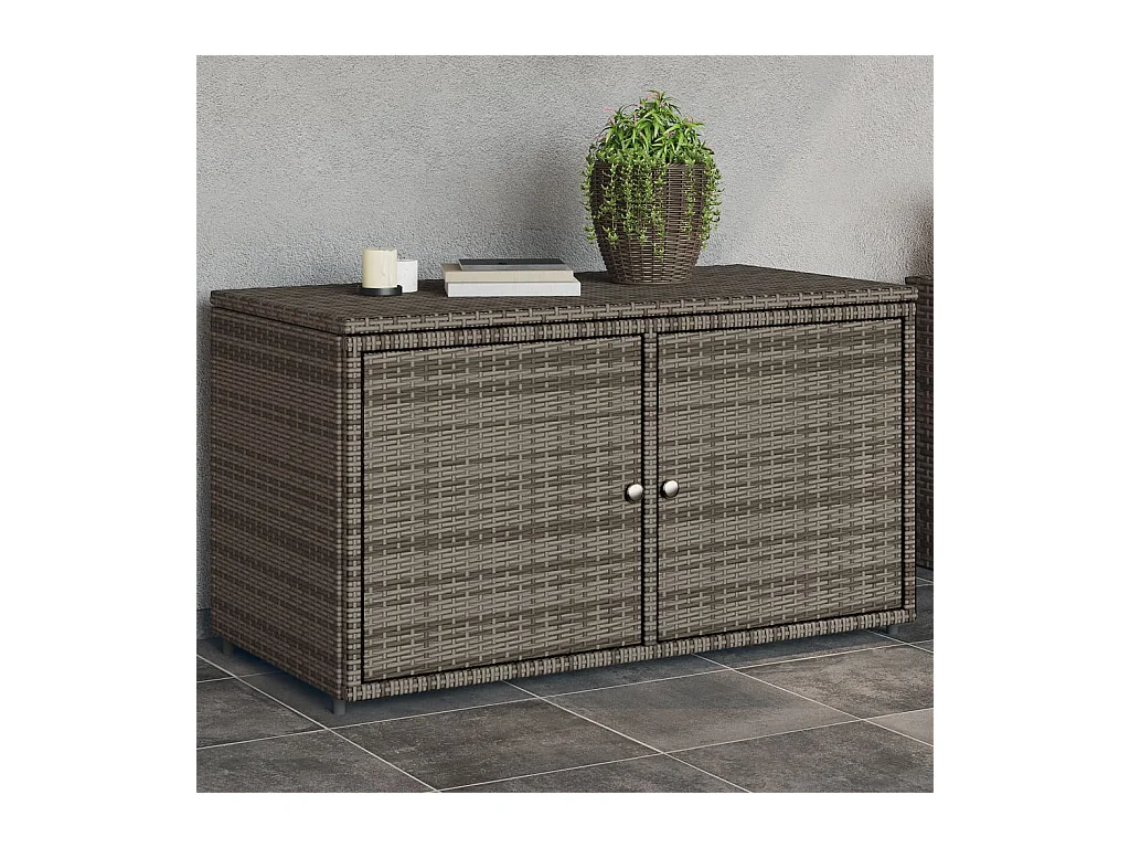 Zandar  Armario de almacenaje de jardín ratán PE gris 110x55x60,5 cm