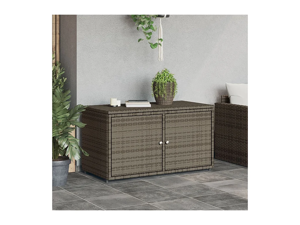 Zandar  Armario de almacenaje de jardín ratán PE gris 110x55x60,5 cm