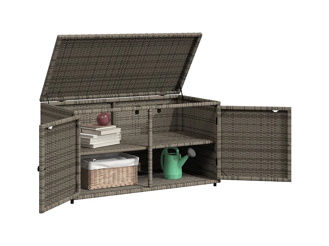 Zandar  Armario de almacenaje de jardín ratán PE gris 110x55x60,5 cm