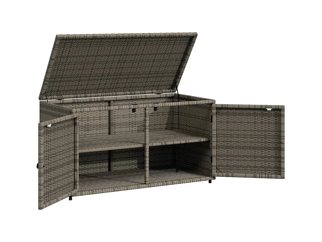 Zandar  Armario de almacenaje de jardín ratán PE gris 110x55x60,5 cm
