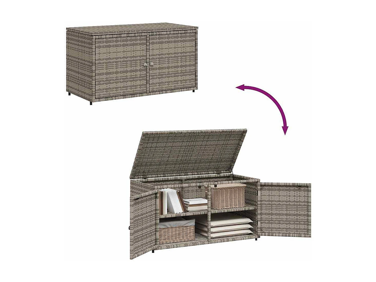 Zandar  Armoire de rangement jardin gris 110x55x60,5 cm résine tressée