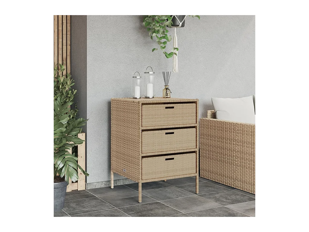 Holiday  Armario de almacenaje de jardín ratán PE beige 55x59x80 cm