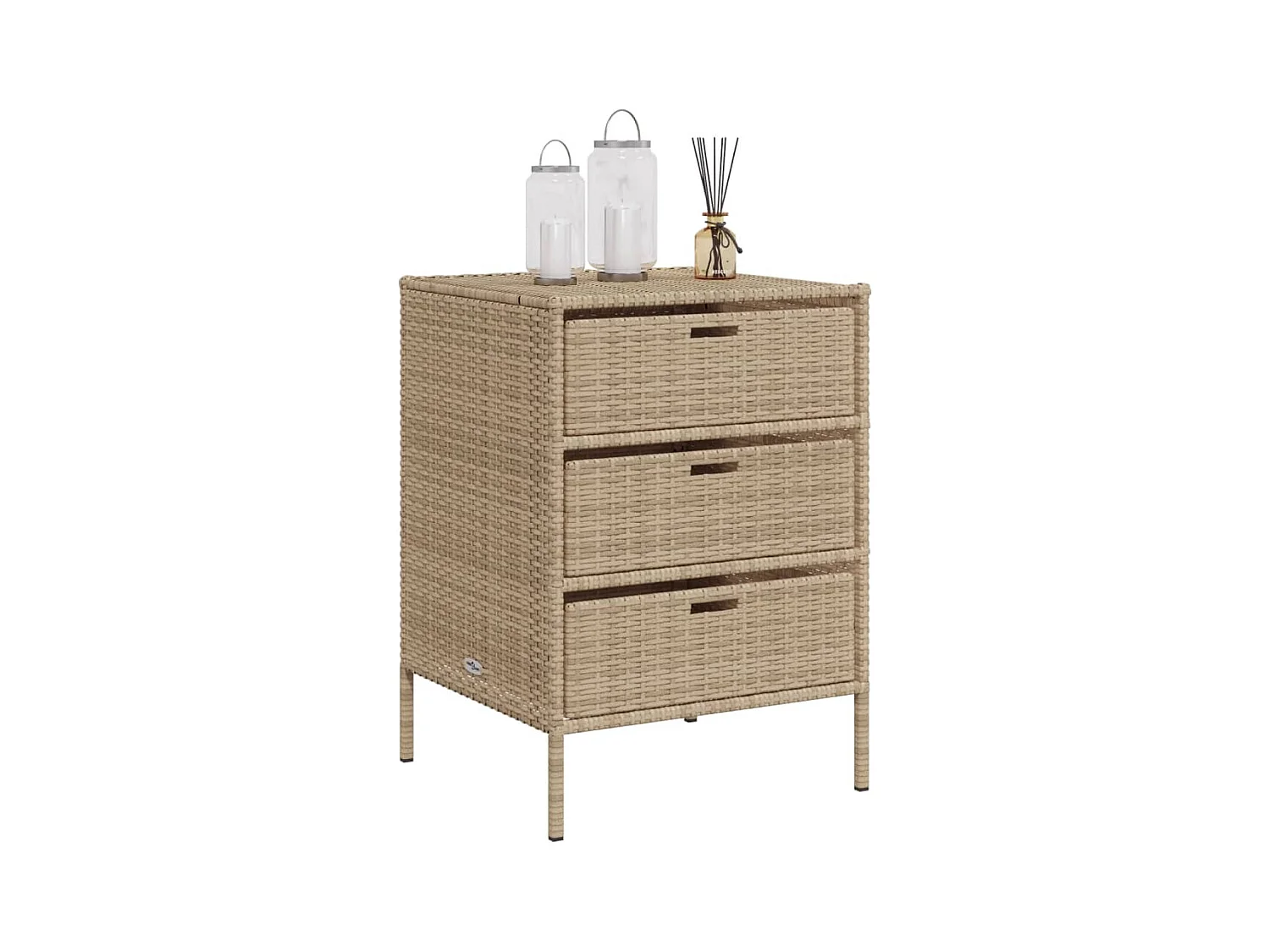 Holiday  Armario de almacenaje de jardín ratán PE beige 55x59x80 cm