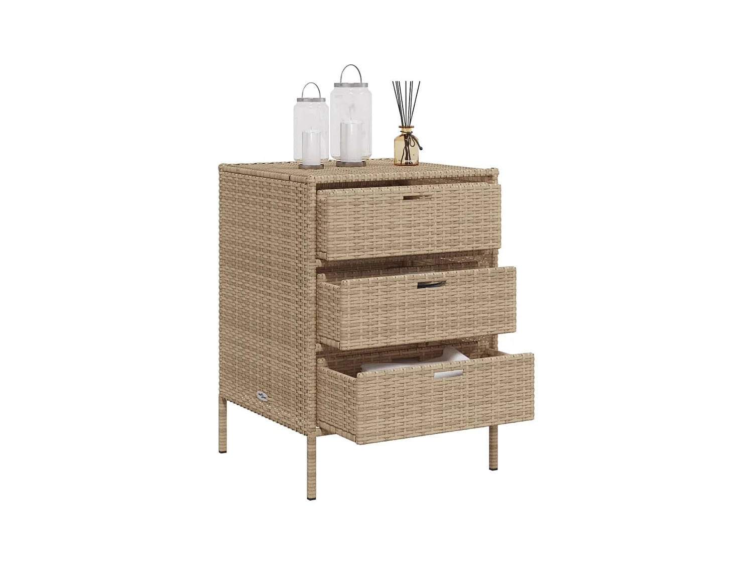 Holiday  Armario de almacenaje de jardín ratán PE beige 55x59x80 cm