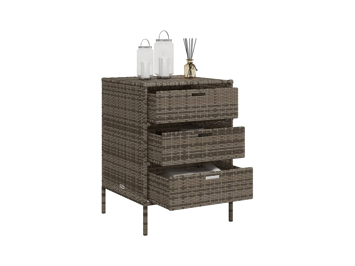 Holiday  Armario de almacenaje de jardín ratán PE gris 55x59x80 cm