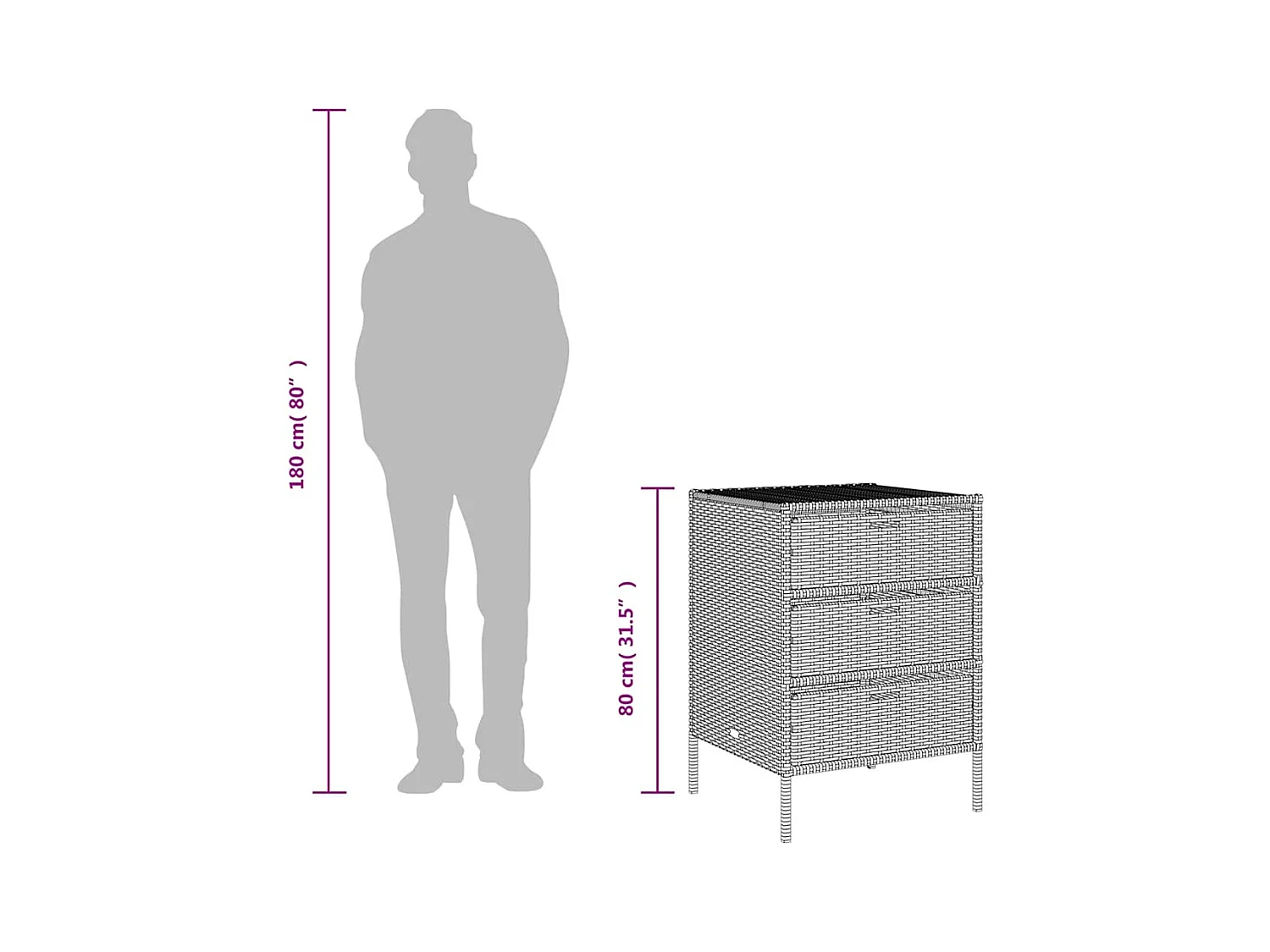 Holiday  Armario de almacenaje de jardín ratán PE gris 55x59x80 cm