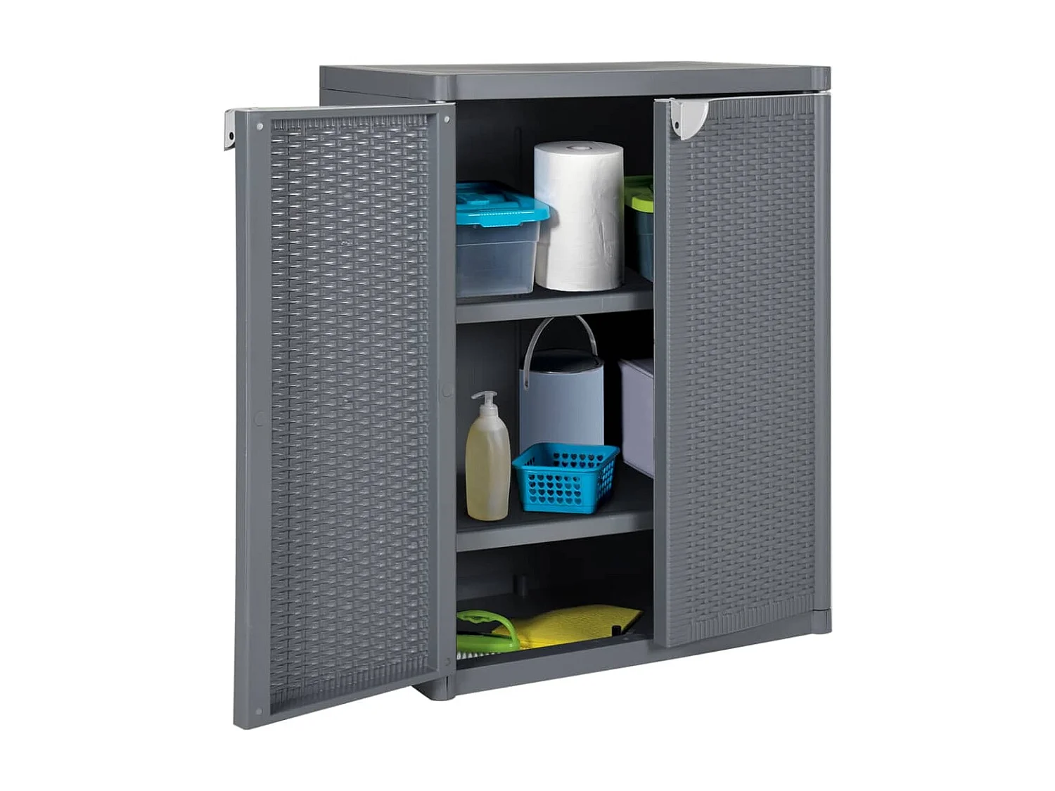 Borric  Armoire de rangement de jardin gris 65x45x88 cm PP rotin