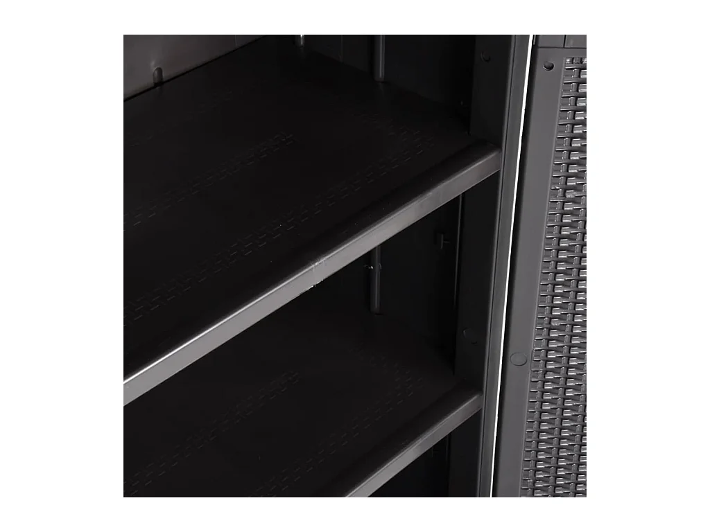 Borric  Armoire de rangement de jardin Noir 65x45x172 cm PP Rotin