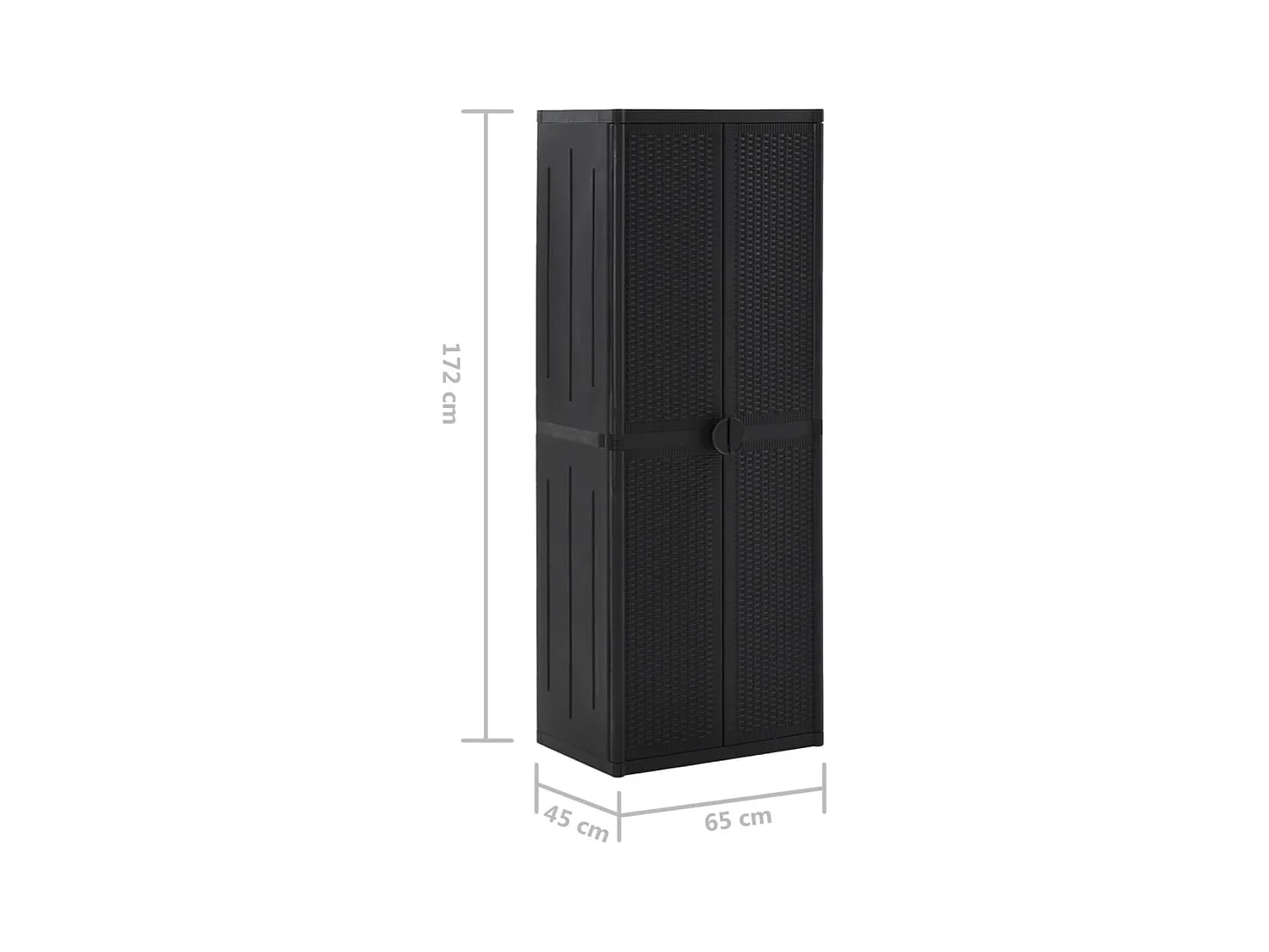Borric  Armoire de rangement de jardin Noir 65x45x172 cm PP Rotin