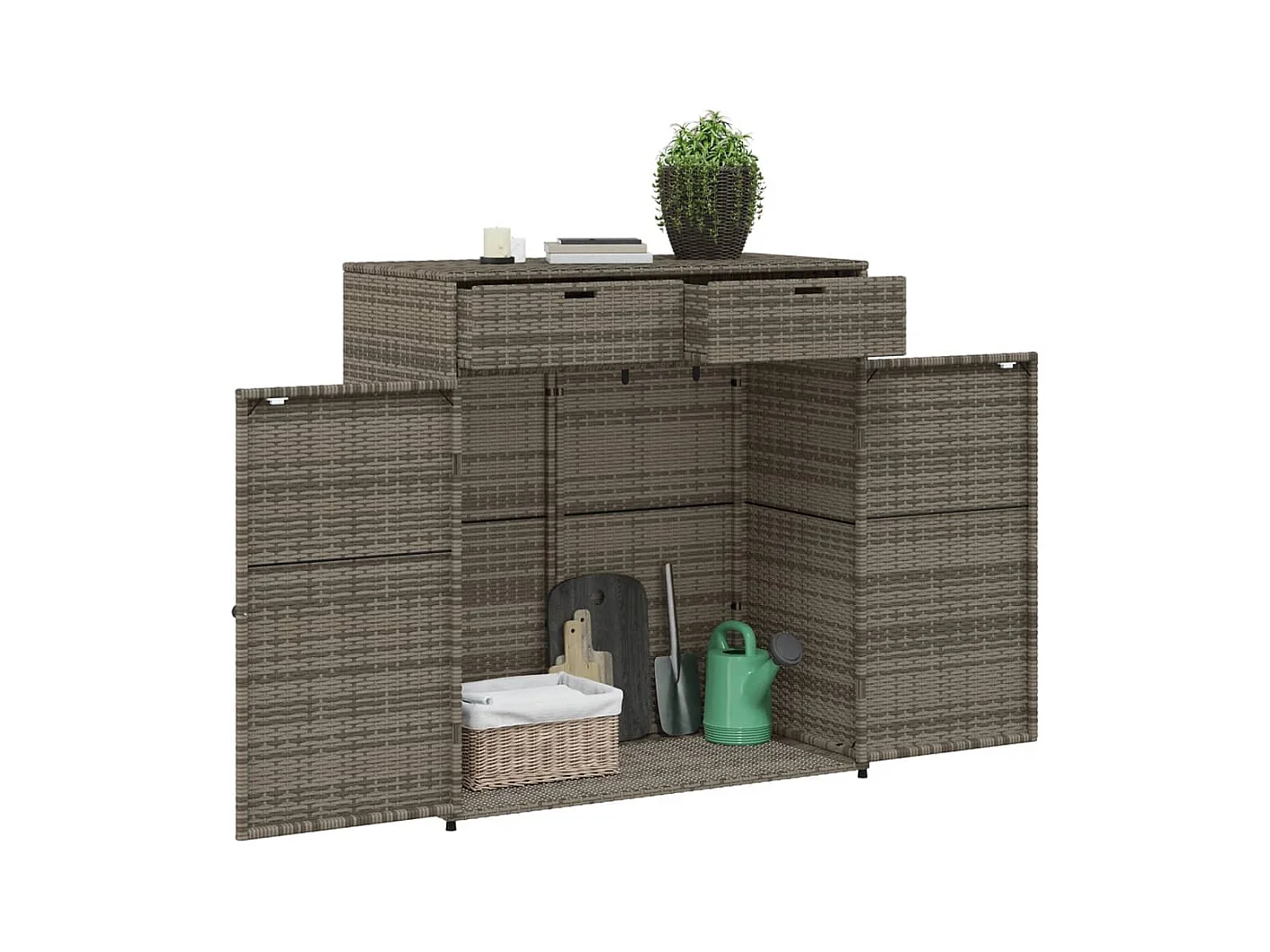 Annemarie  Tuinkast 105x55x113 cm poly rattan grijs