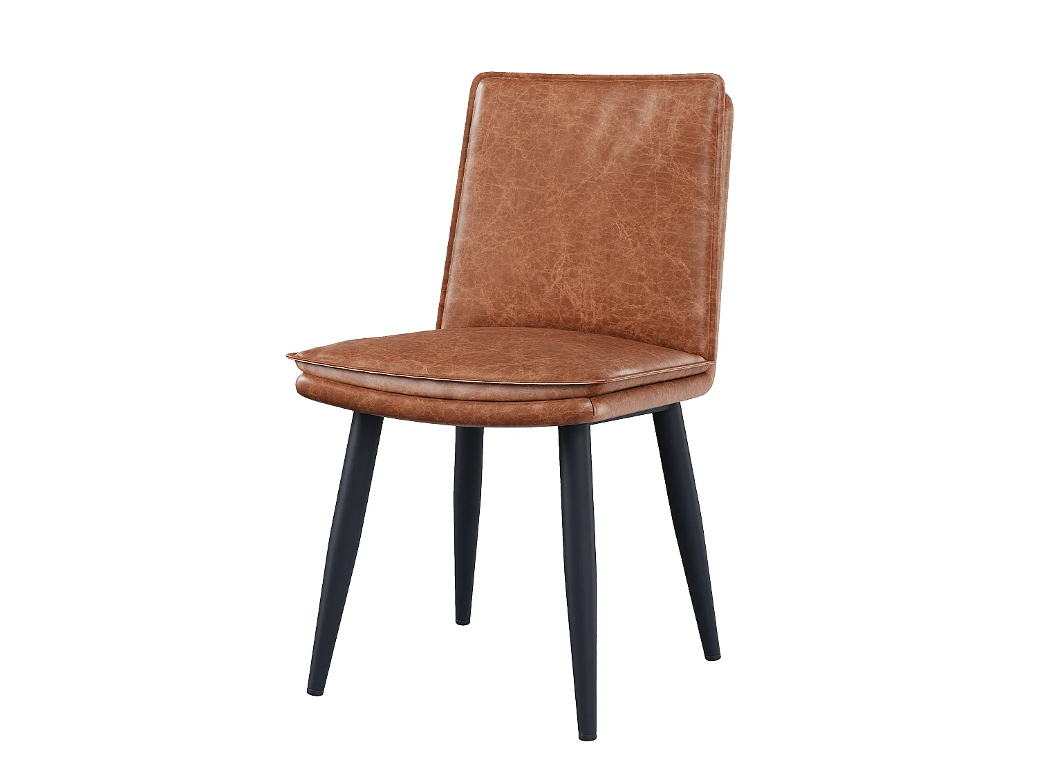 Lot de 2 chaises de salle à manger - Coussins doubles - Tissu PU - Pieds en métal - Marron