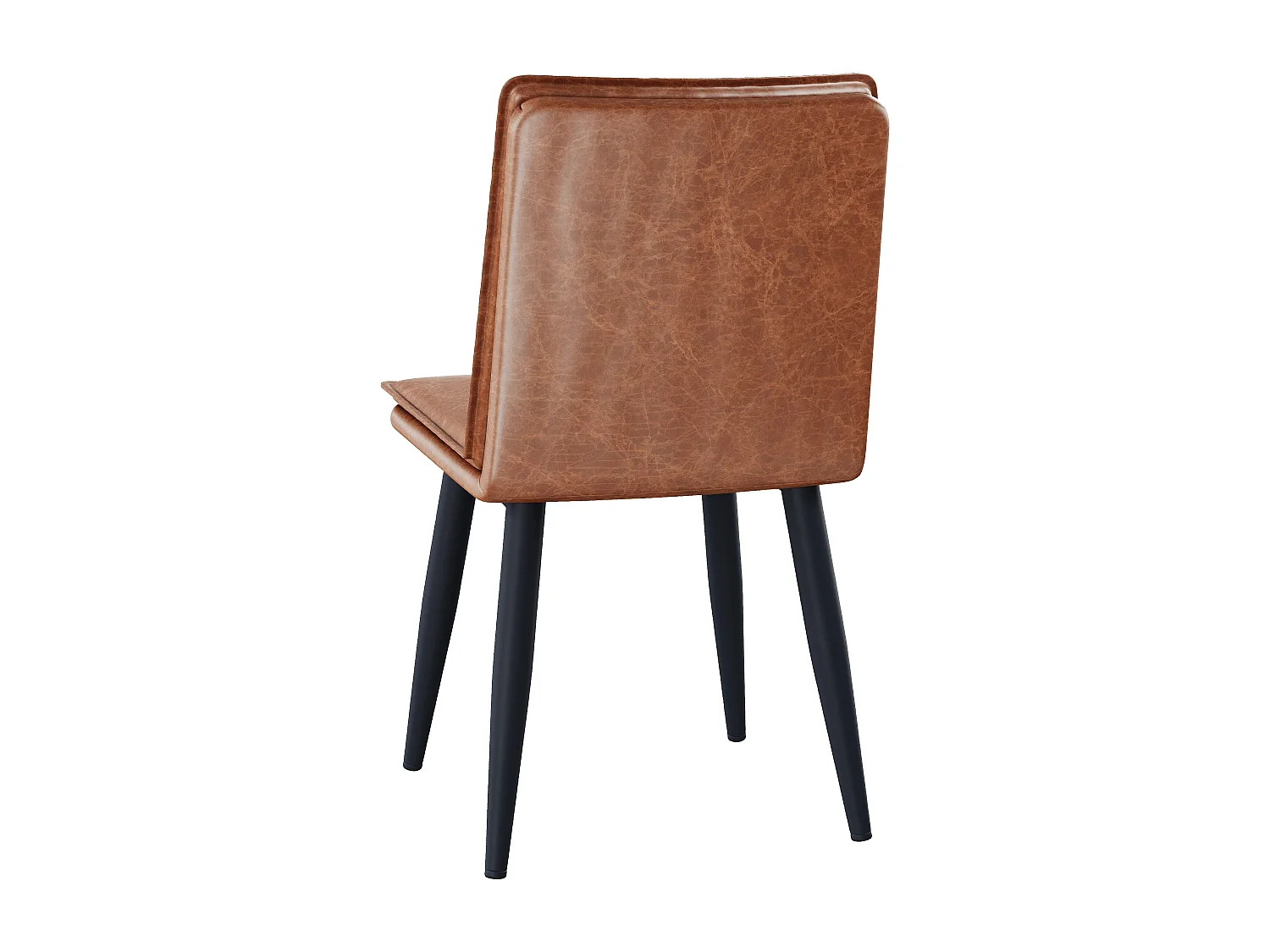 Set di 6 sedie da pranzo - Cuscini doppi - Tessuto in PU - Gambe in metallo - Marrone