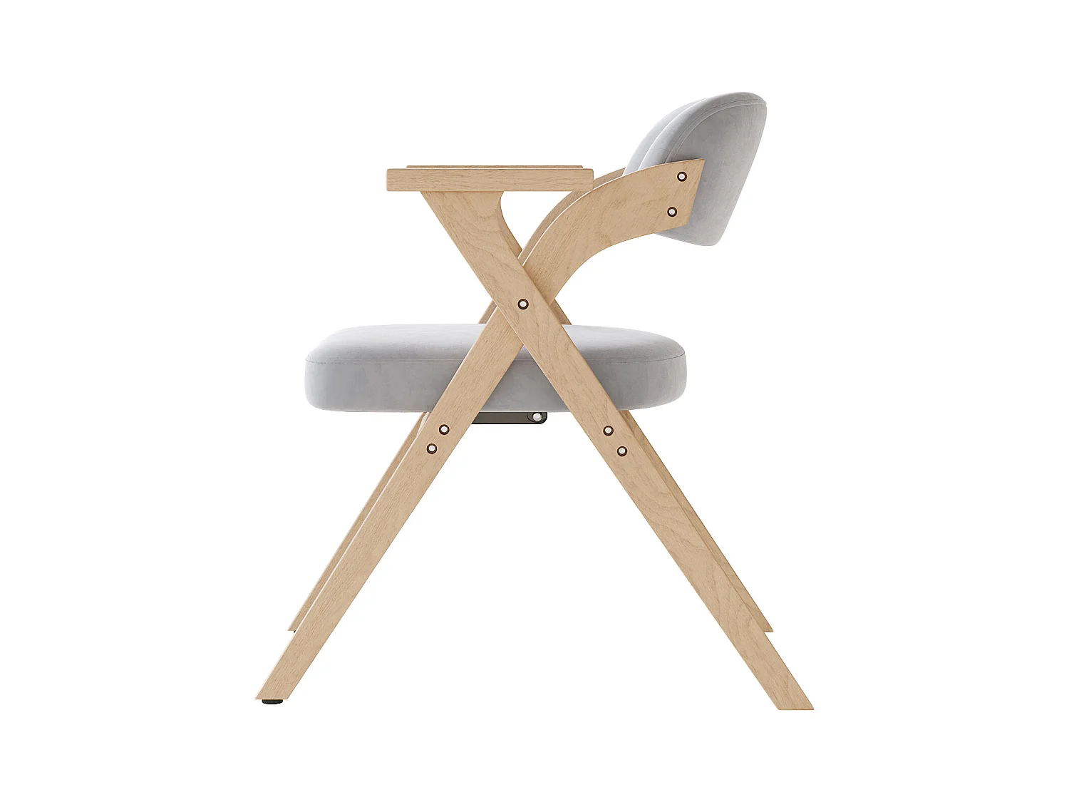 Lot de 4 chaises de salle à manger  - Pliable - assise en velours - Structure en bois massif - Gris