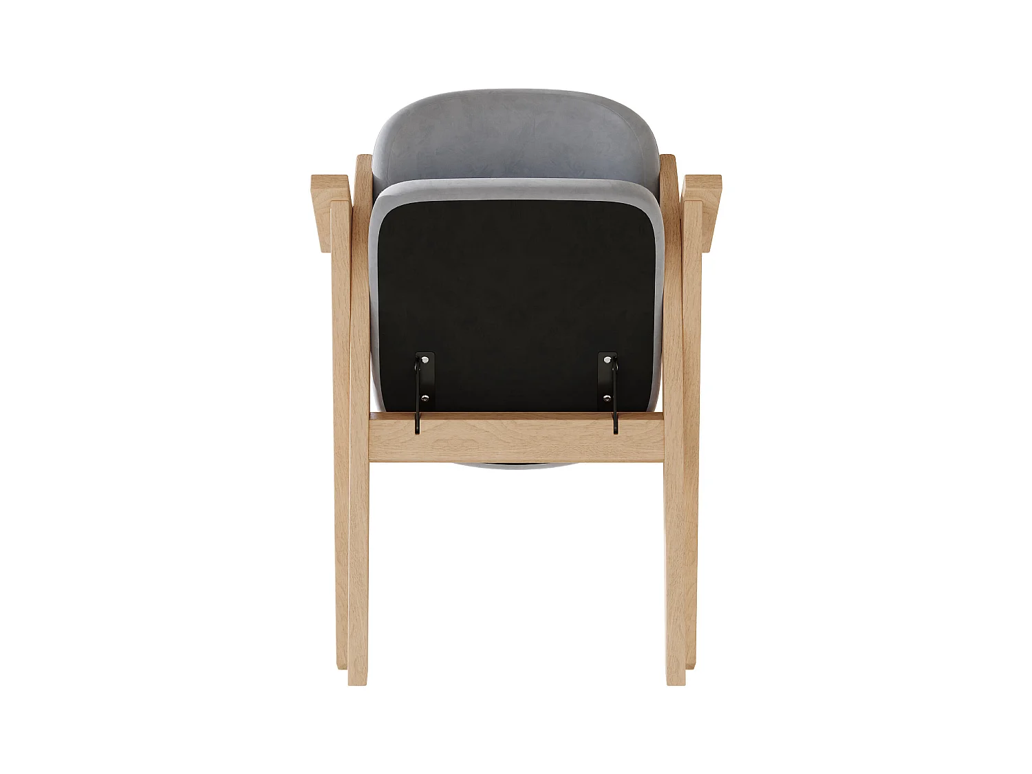 Lot de 4 chaises de salle à manger  - Pliable - assise en velours - Structure en bois massif - Gris