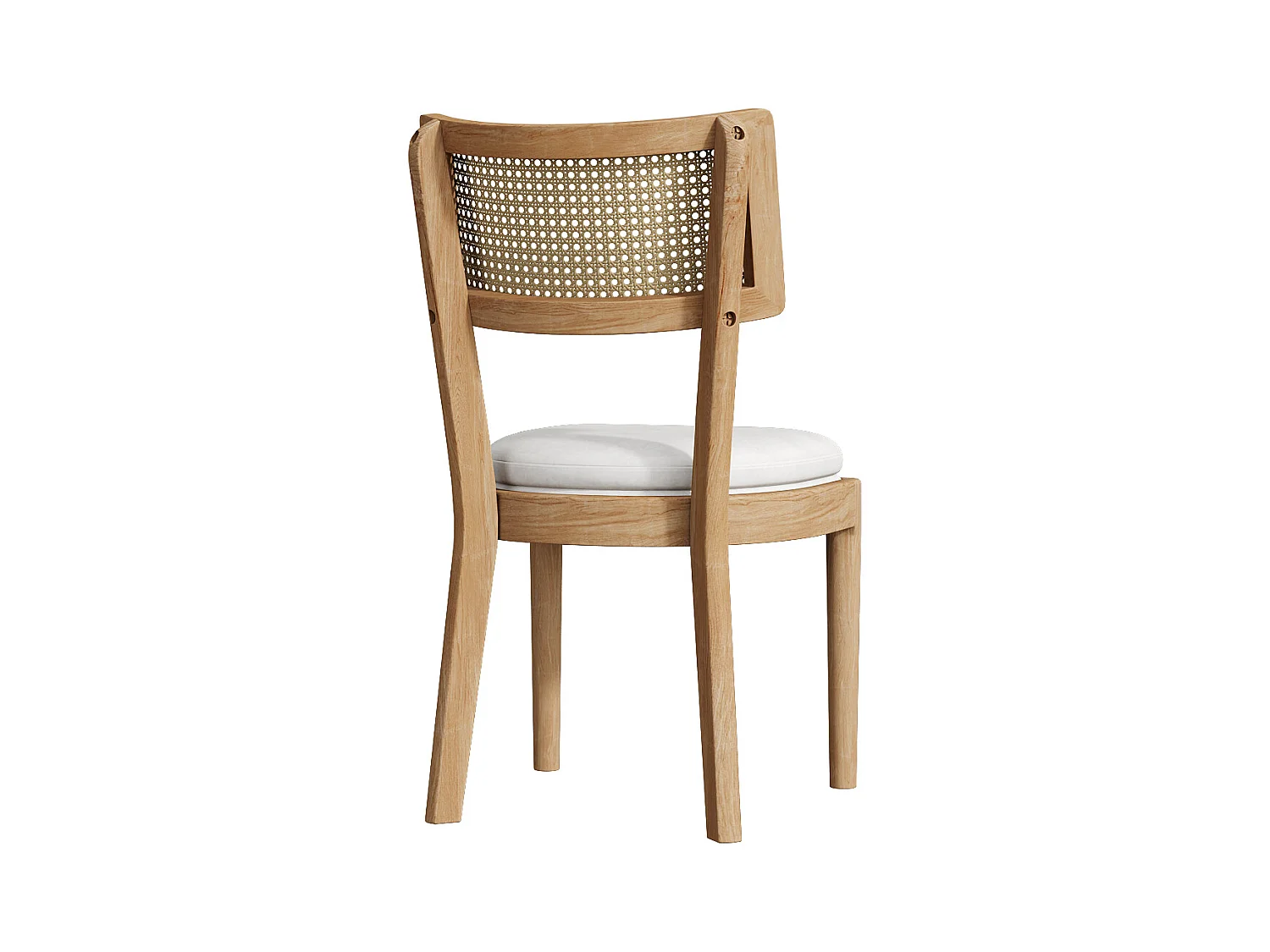 Lot de  2 chaises de salle à manger  - Dossier en rotin - Assise en velours - Bois massif - Naturel