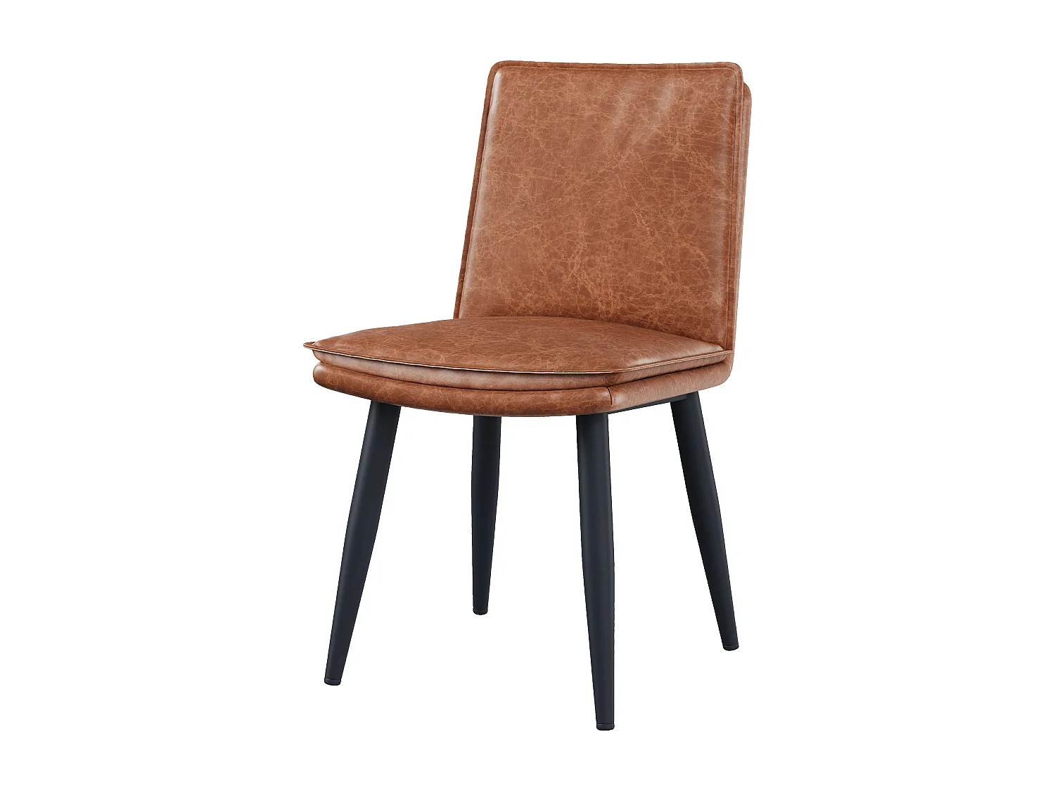 Set di 4 sedie da pranzo - Cuscini doppi - Tessuto in PU - Gambe in metallo - Marrone