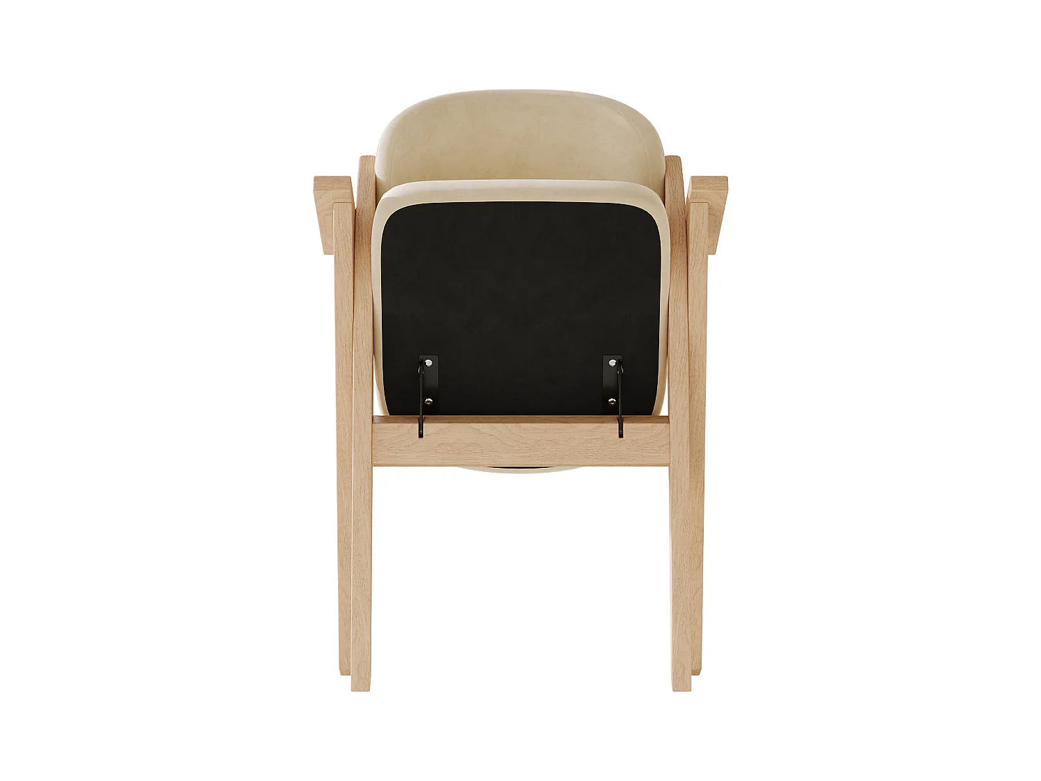Lot de 6 chaises de salle à manger  - Pliable - Assise en velours - Structure en bois massif - Beige