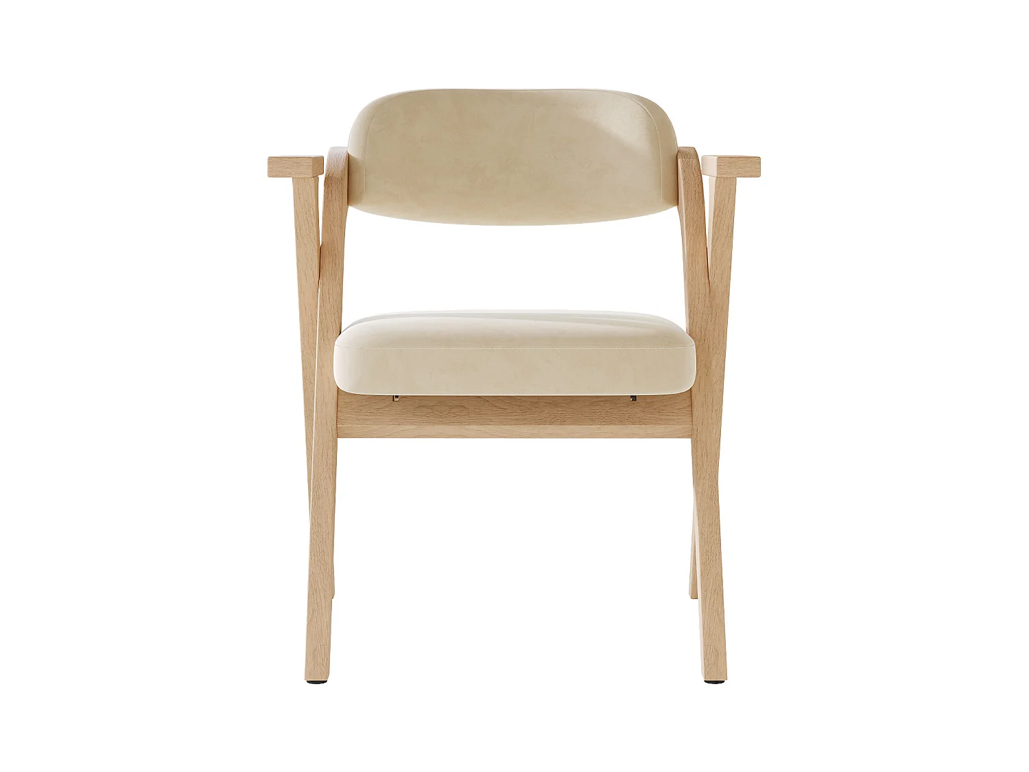 Lot de 2 chaises de salle à manger  - Pliable - assise en velours - Structure en bois massif - Beige