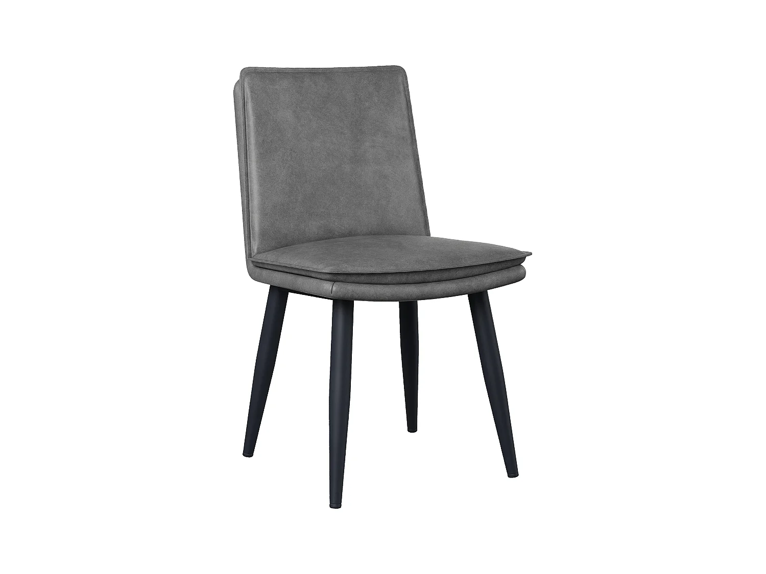 Lot de 2 chaises de salle à manger - Coussins doubles - Tissu PU - Pieds en métal - Gris