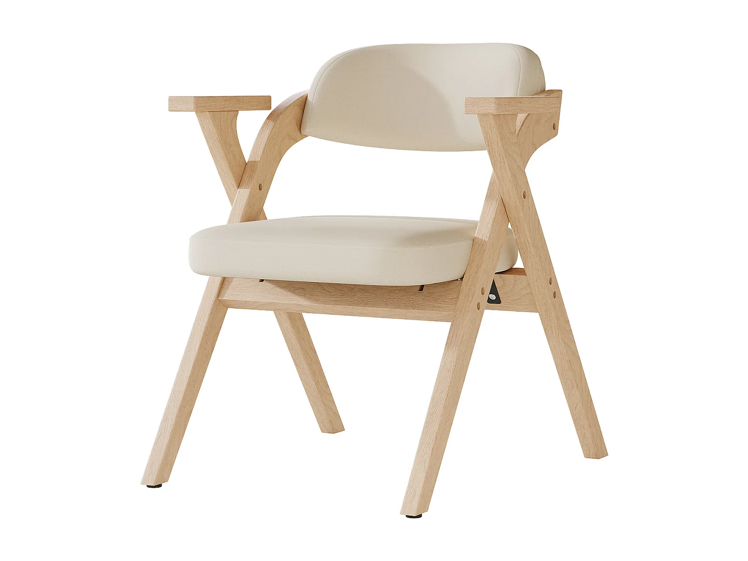 Set di 4 sedie da pranzo - Pieghevole - sedie in lino - Struttura in legno massello - Beige