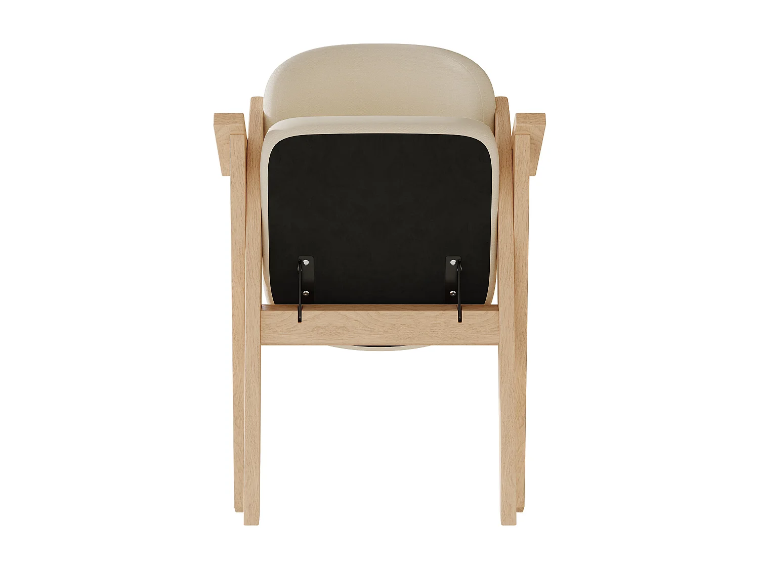 Set di 4 sedie da pranzo - Pieghevole - sedie in lino - Struttura in legno massello - Beige