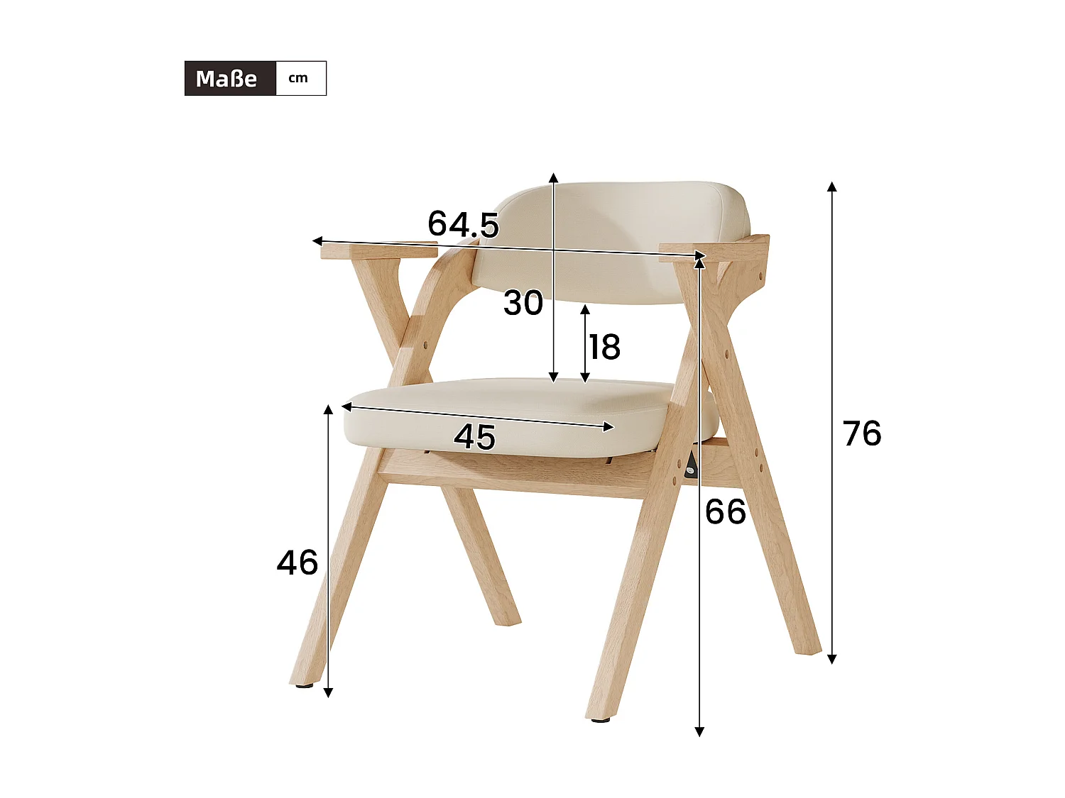 Lot de 4 chaises de salle à manger  - Pliable - chaises en lin - Structure en bois massif - Beige