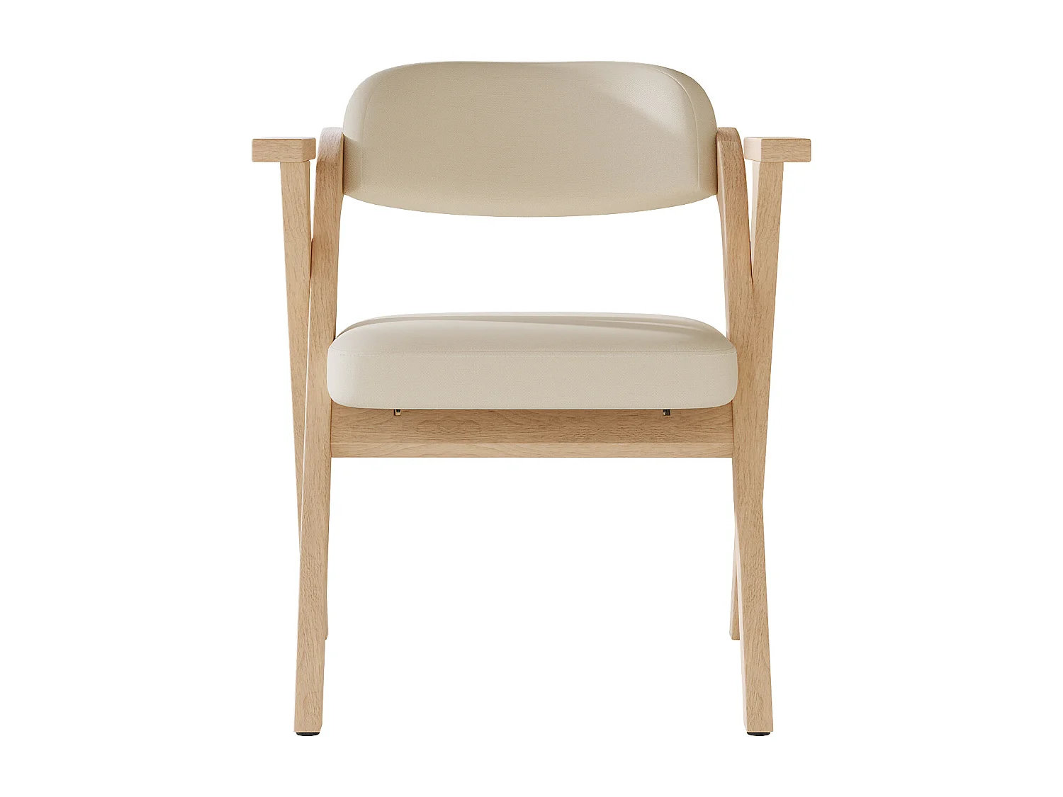 Lot de 4 chaises de salle à manger  - Pliable - chaises en lin - Structure en bois massif - Beige