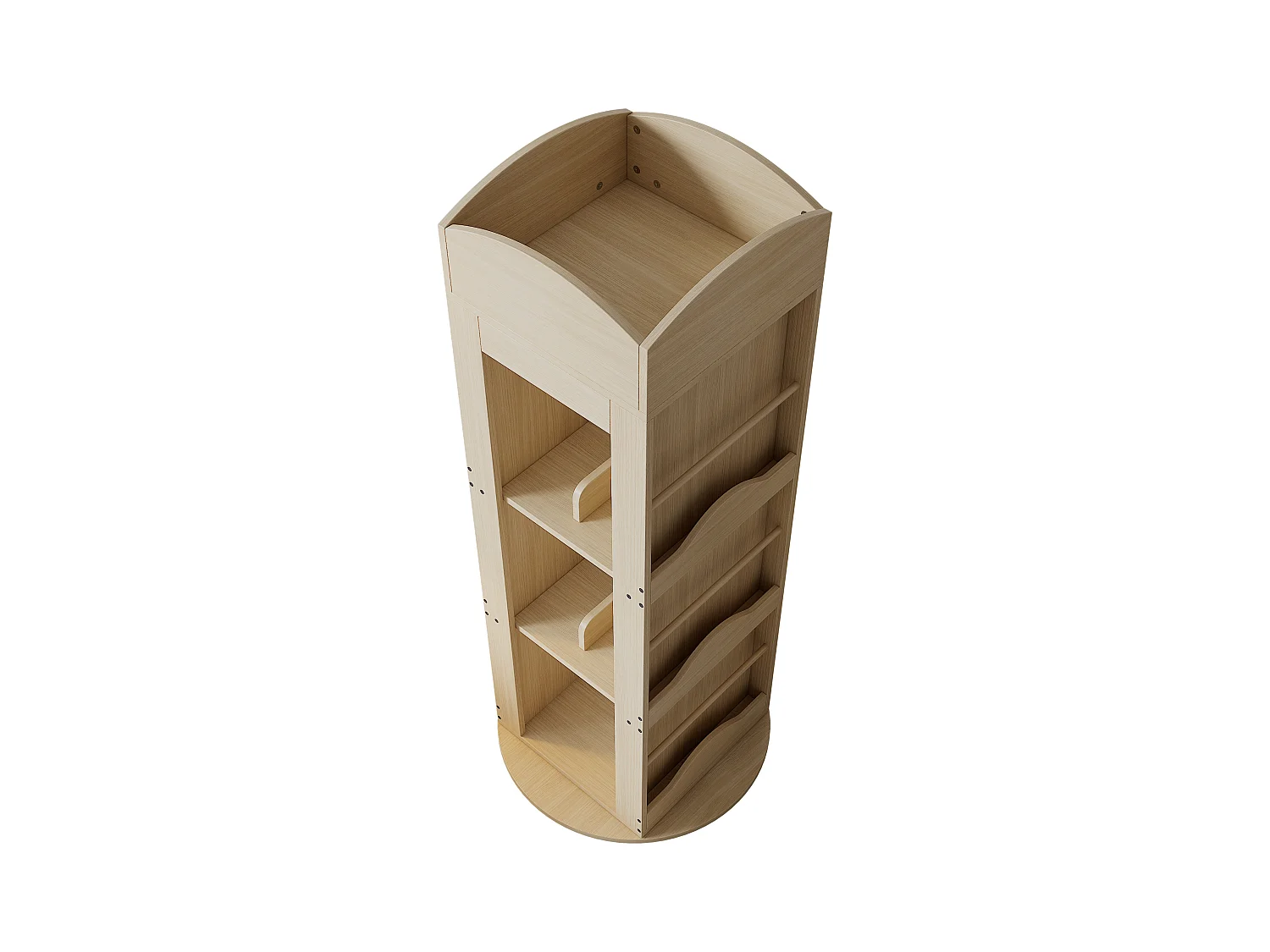 Bücherregal 63x41x142 cm - 360° Drehung - Bilderbuchregal - Obere Ablage - Natur