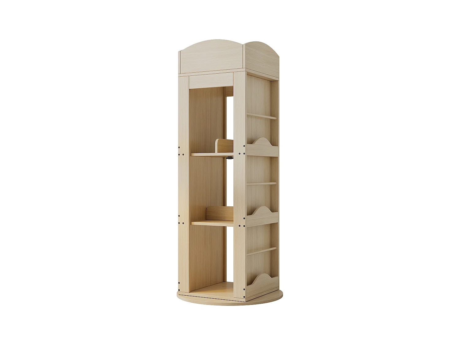 Bücherregal 63x41x142 cm - 360° Drehung - Bilderbuchregal - Obere Ablage - Natur