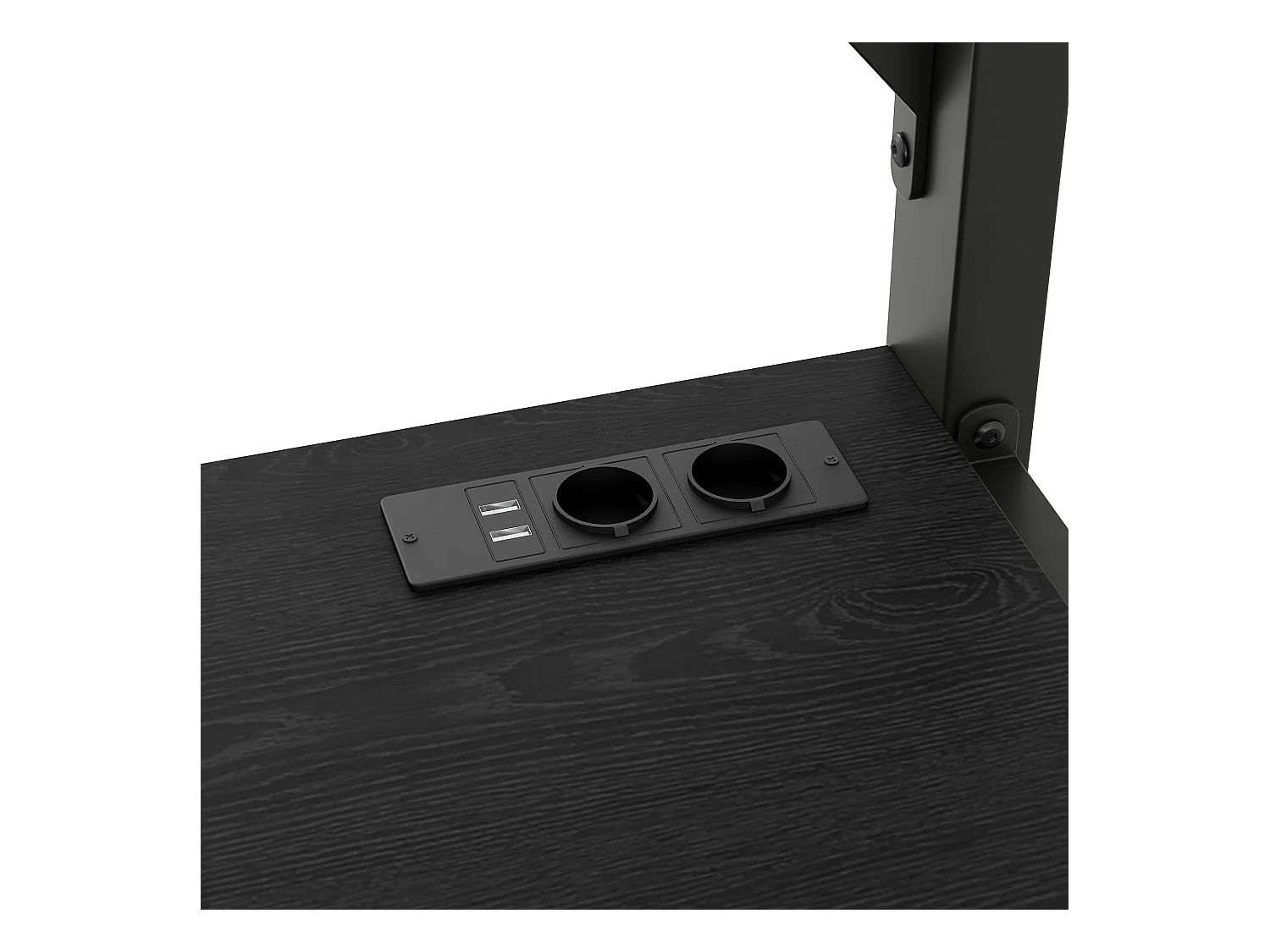 Lit mezzanine en métal 140x200 cm - avec LED et port USB - Bureau et tringle à vêtement - avec 3 tiroirs - Noir (matelas non inclus)