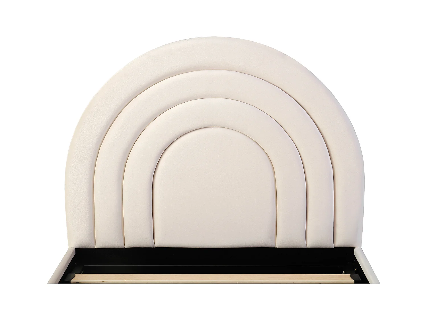 Kinderbett 90*200, mit Lattenrost und Kopfteil, Samt, beige