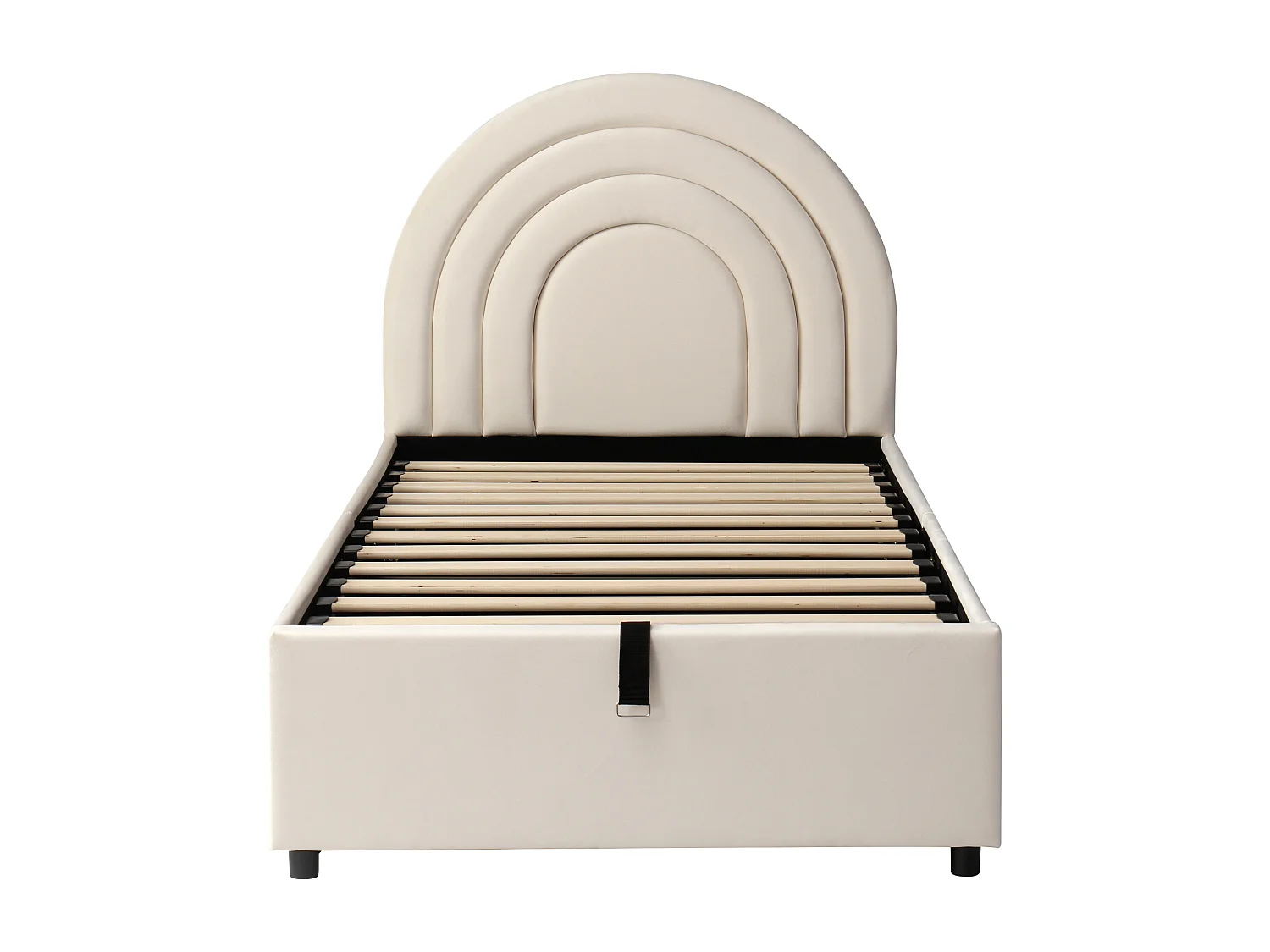 Lit d'enfant 90*200, avec sommier à lattes et tête de lit, velours,Beige