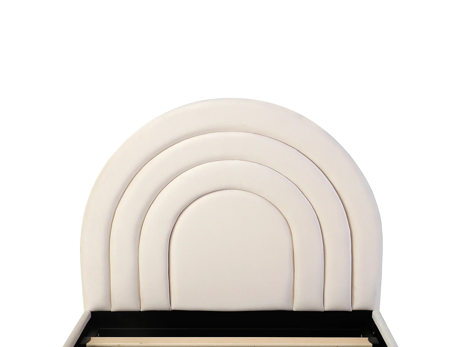 Cama infantil 90*200, com estrado de ripas e cabeceira, veludo, bege