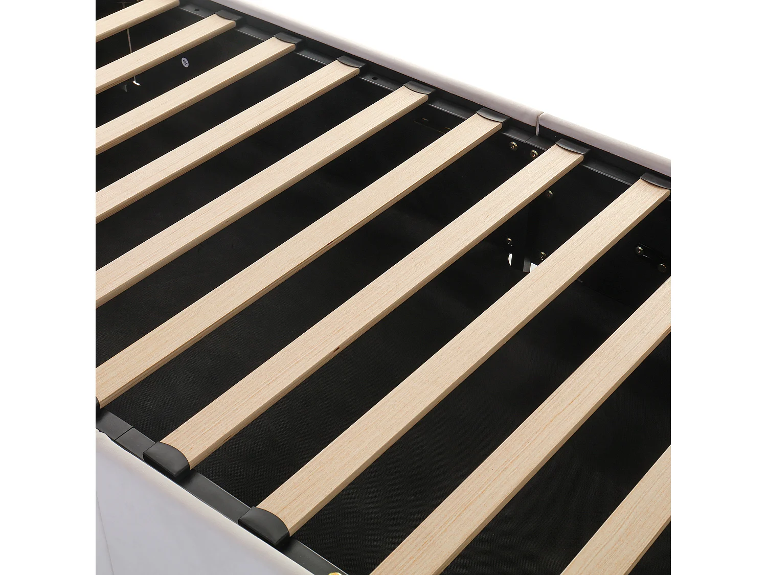 Cama infantil 90*200, com estrado de ripas e cabeceira, veludo, bege