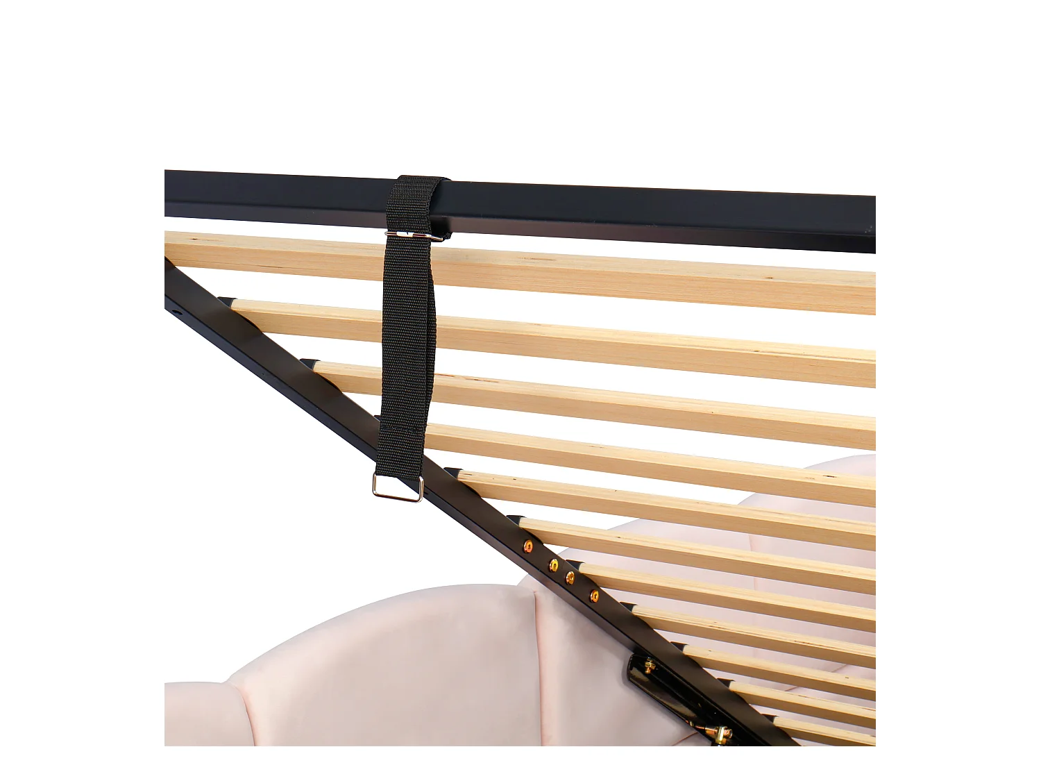 Cama infantil acolchada 90x200 cm, con somier de láminas, cargador USB, bolsa de almacenamiento, terciopelo, rosa