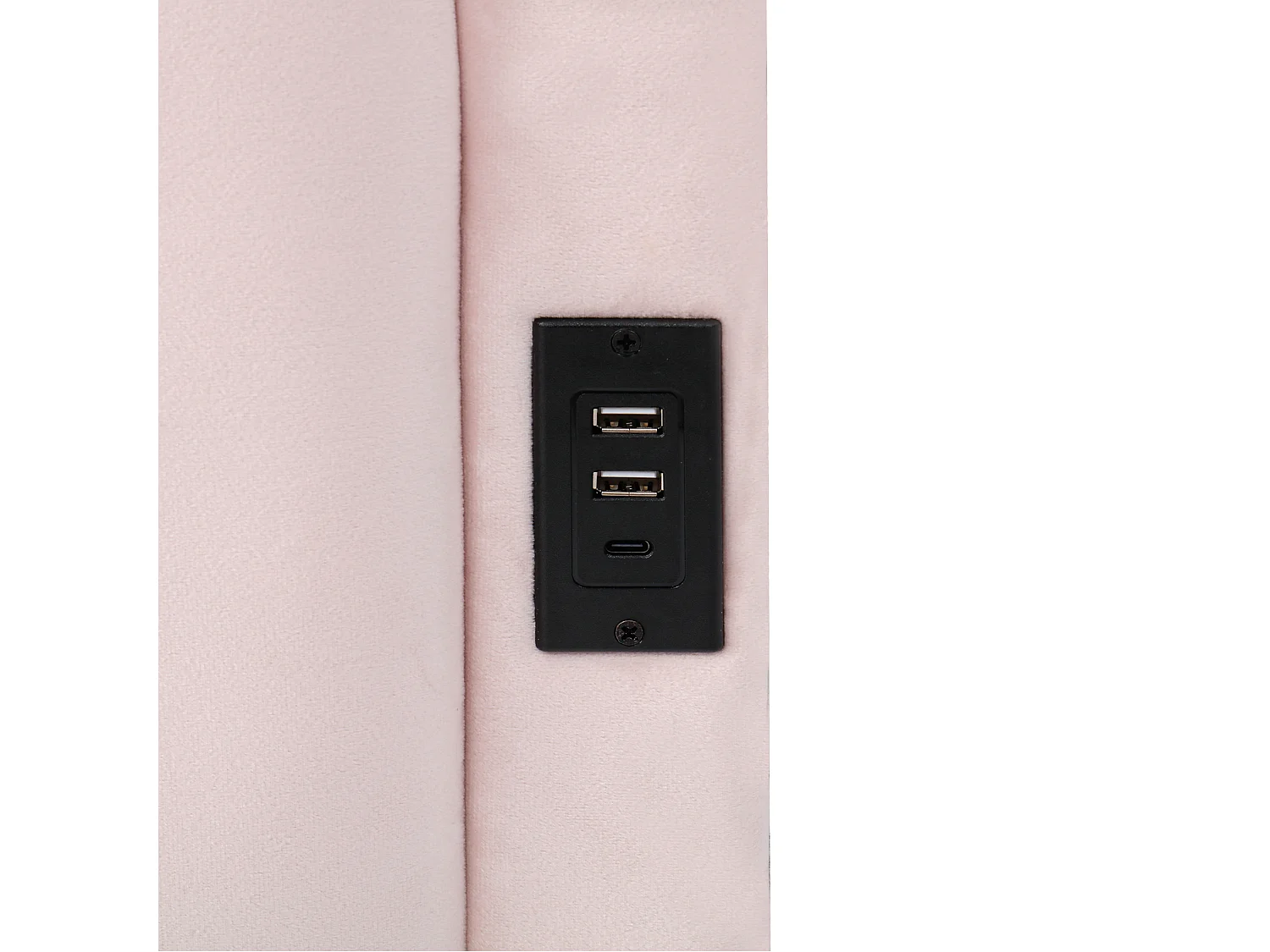 Lit d'enfant rembourré 90x200 cm, avec sommier à lattes, chargeur USB, sac de rangement, velours, rose